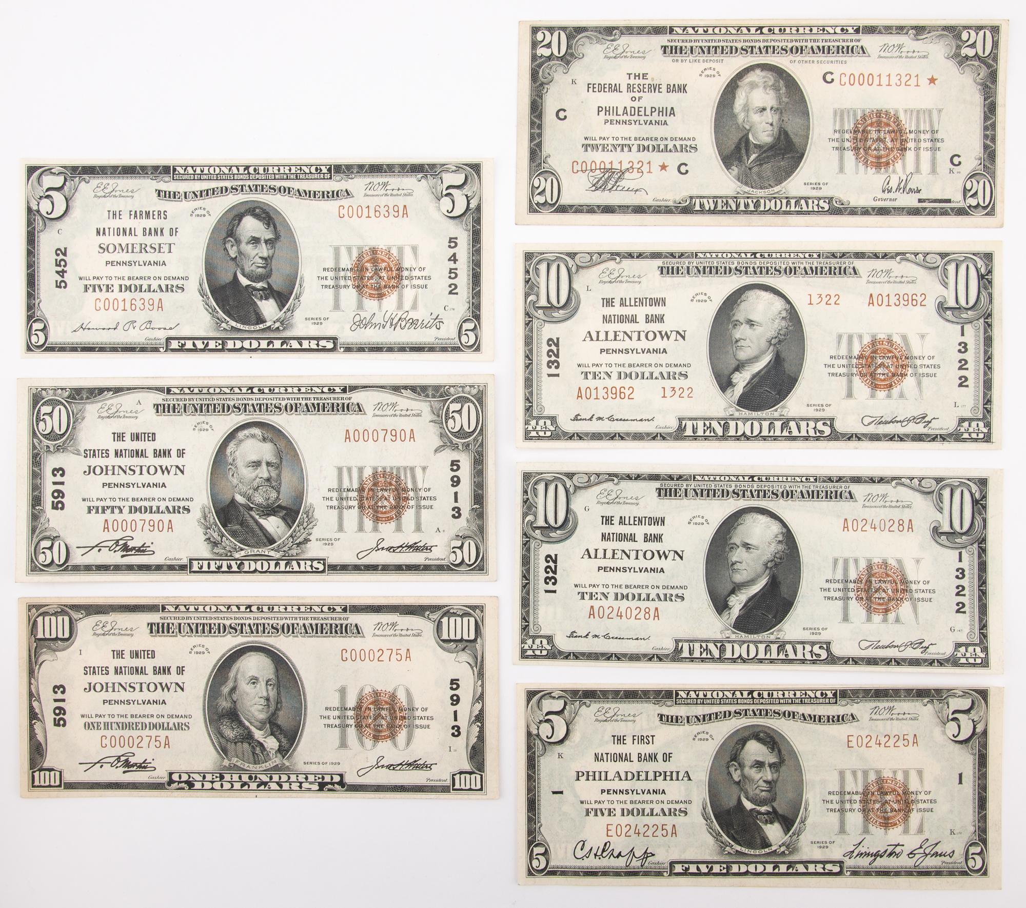 Lot image - United States Small Size Pennsylvania National Banknotes
