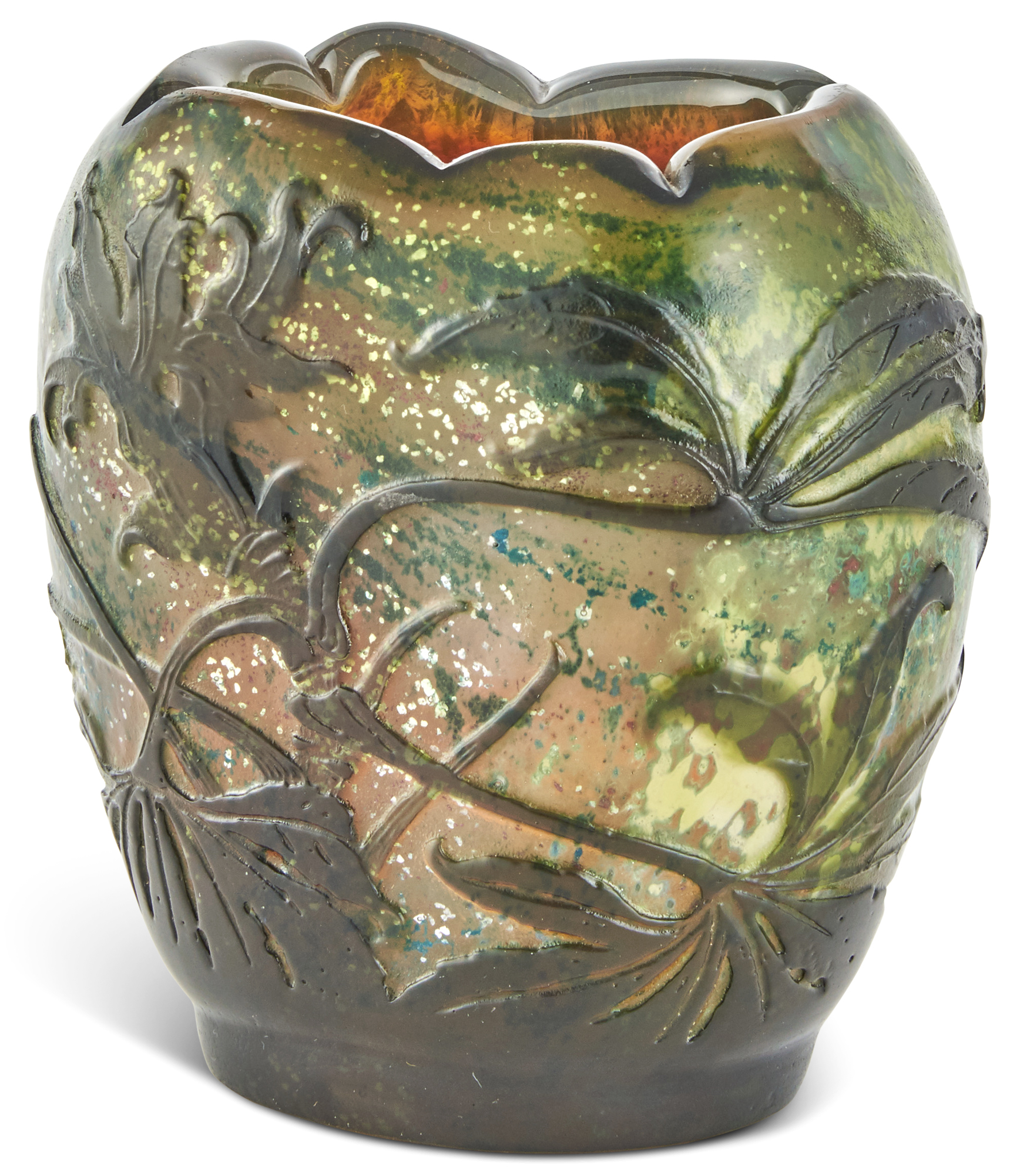 Lot image - Gallé Acid-Etched and Engraved Glass Cabinet Vase