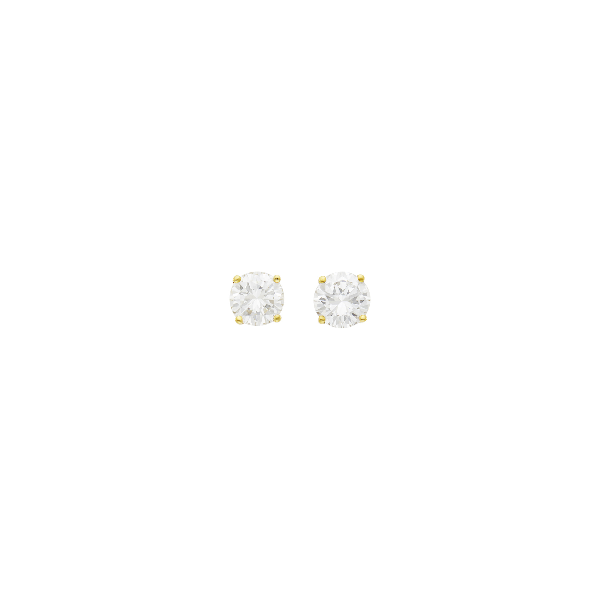 Lot image - Pair of Gold and Diamond Stud Earrings