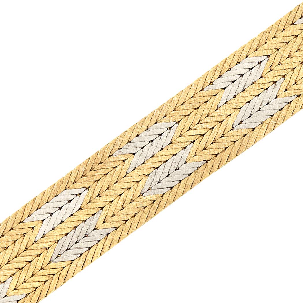 Lot image - Woven Seven Strand Two-Color Gold Bracelet, Mario Buccellati