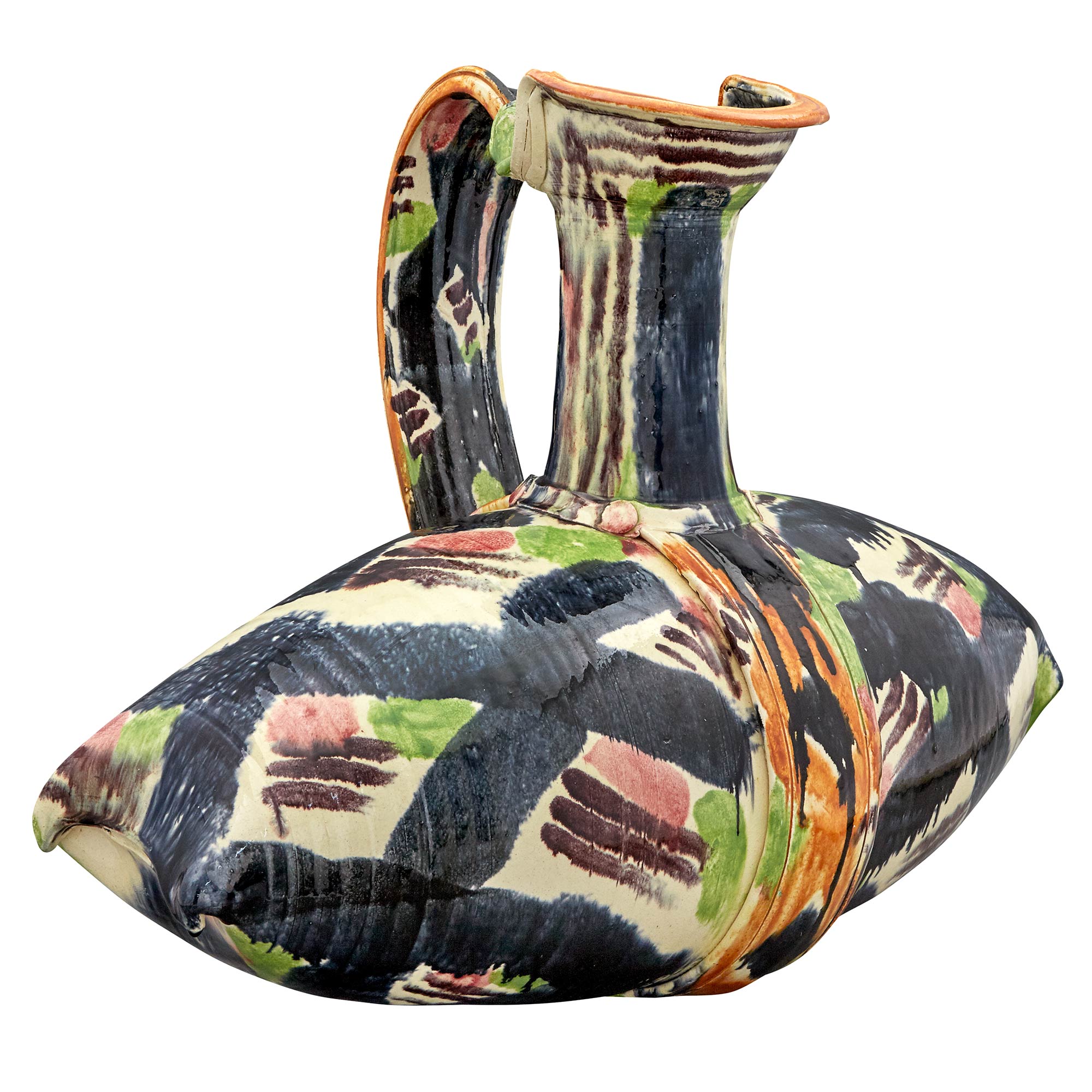 Lot image - Betty Woodman Glazed Earthenware Pillow Pitcher