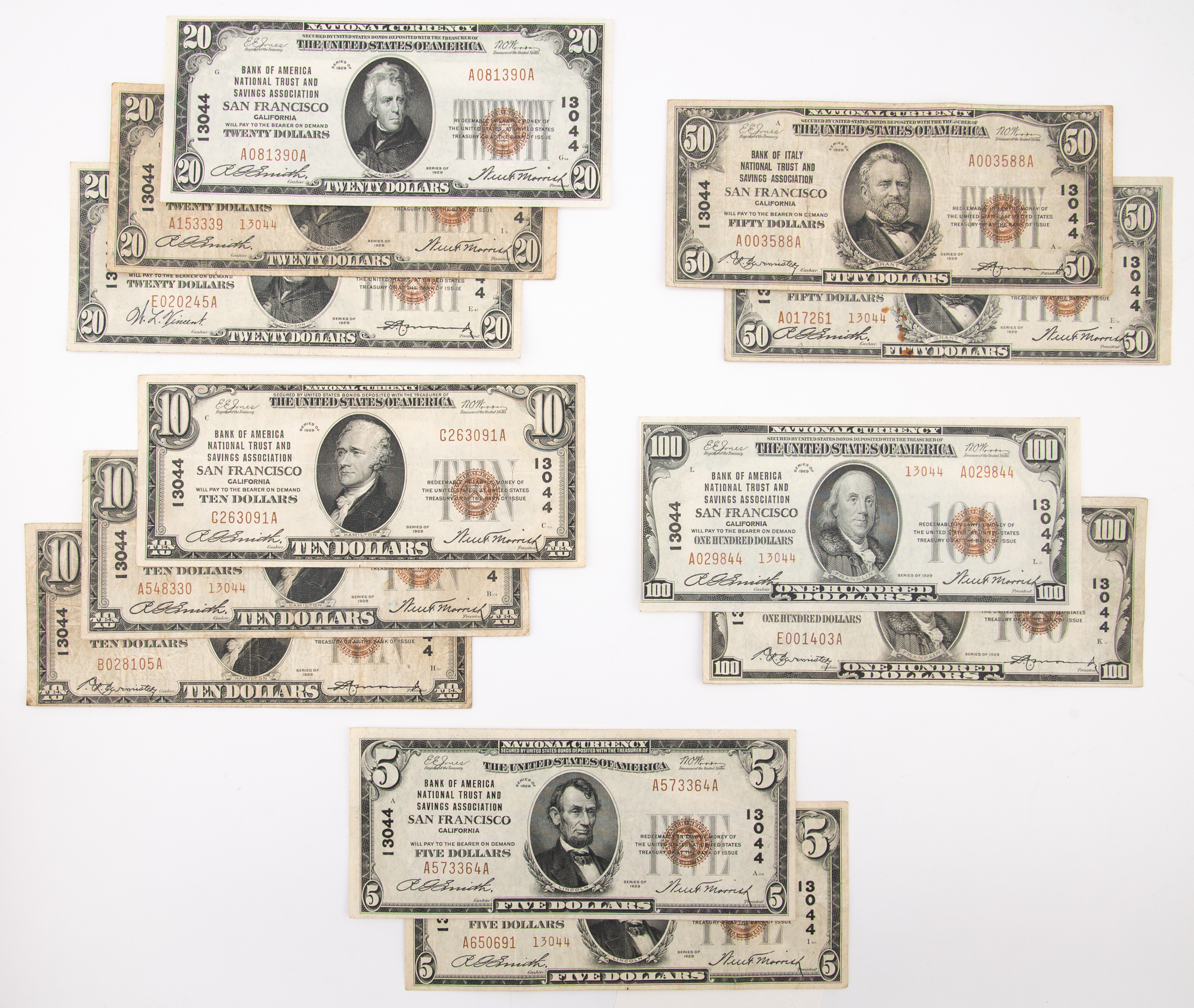 Lot image - United States Small Size California National Banknotes