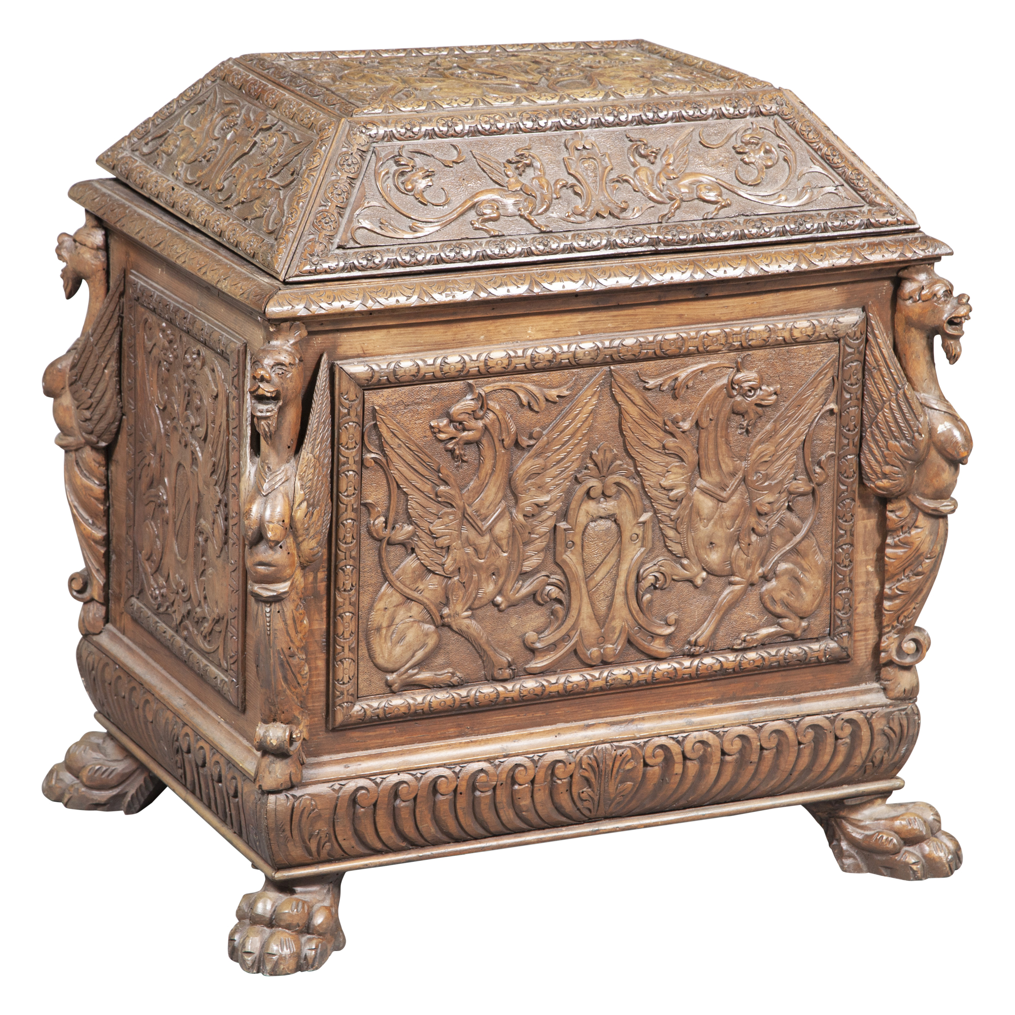 Lot image - Renaissance Revival Carved Walnut Chest