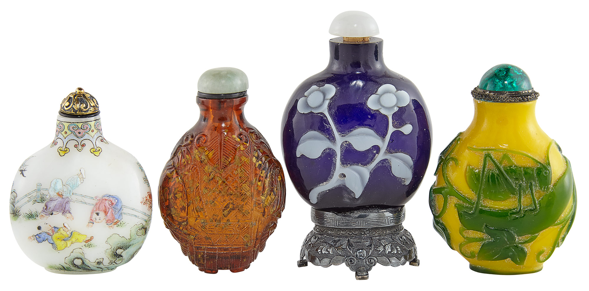 Lot image - Group of Four Chinese Glass Snuff Bottles