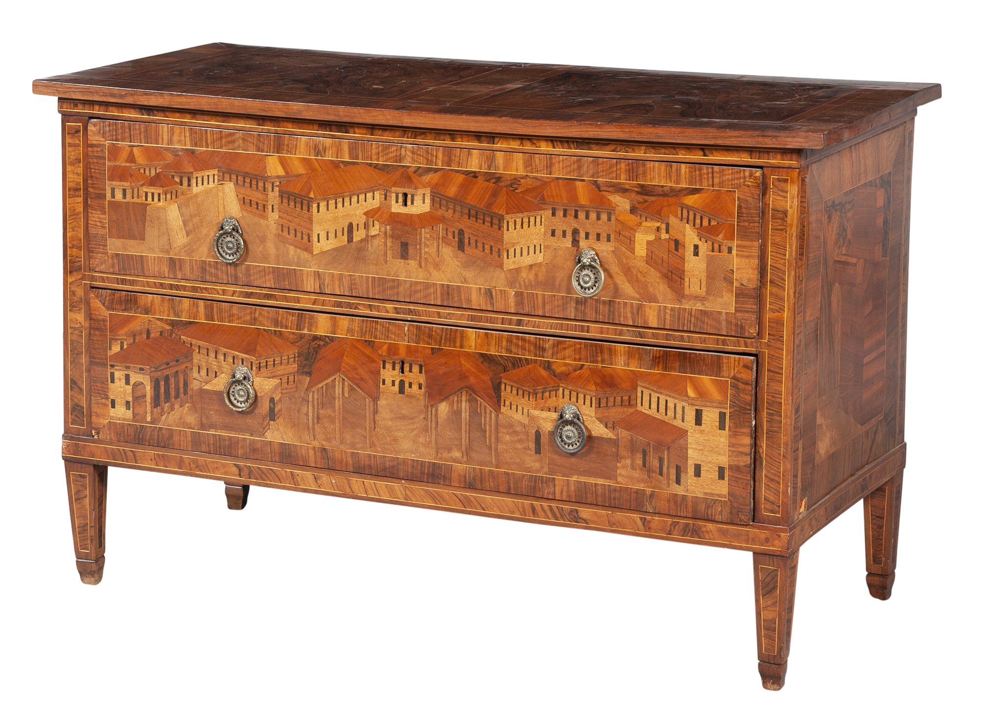 Lot image - Italian Neoclassical Walnut and Marquetry Commode