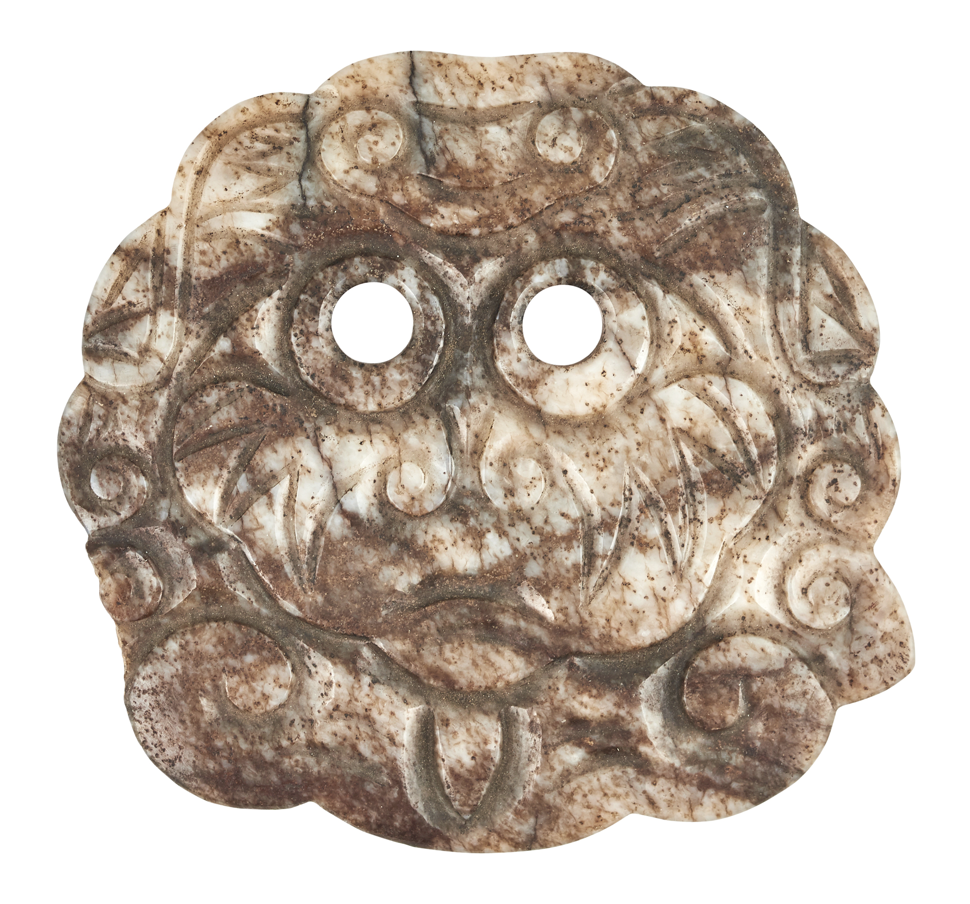 Lot image - A Chinese Mottled Jade Arcahistic Plaque