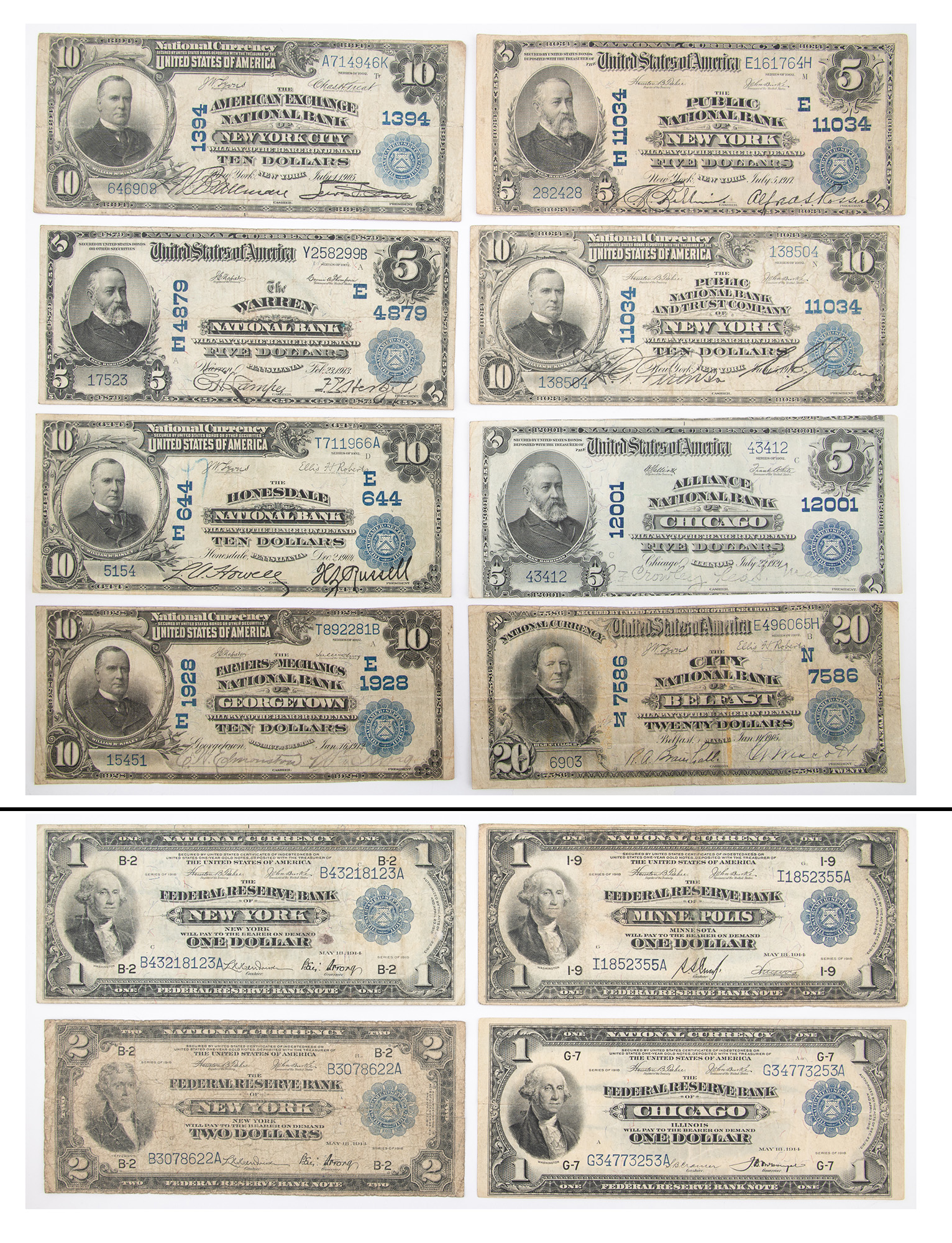 Lot image - United States Large Size National and FRN Banknotes