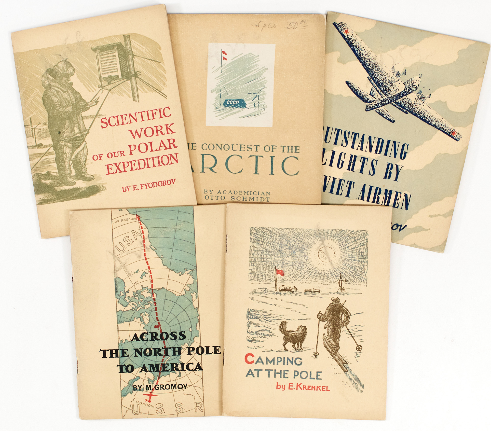 Lot image - [ARCTIC EXPLORATION - SOVIET UNION]  Five books dealing with Soviet exploration of the Arctic.
