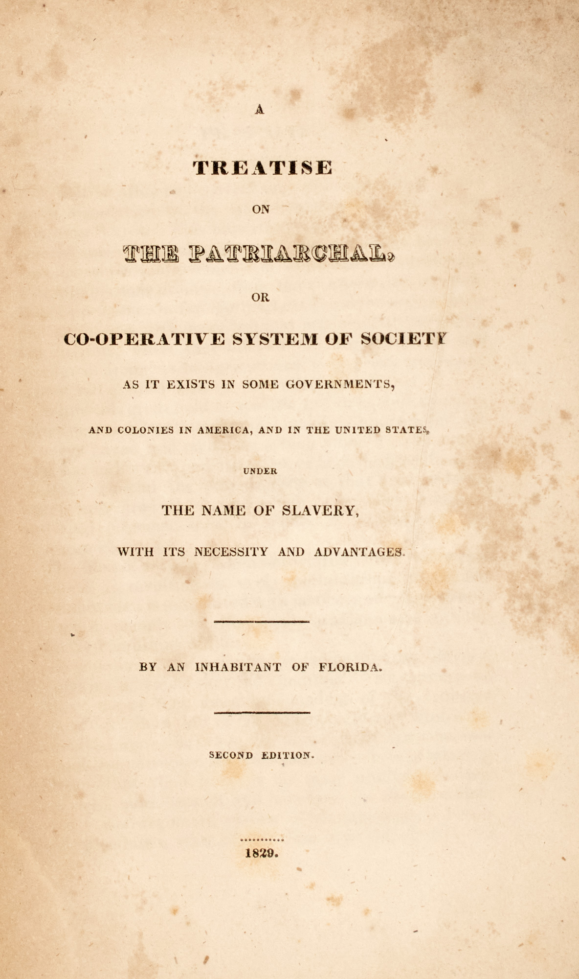 Lot image - [SLAVERY] [KINGSLEY, ZEPHANIAH]. A Treatise on the Patriarchal, or Co-operative System of Society as it Exists in Some Governme...