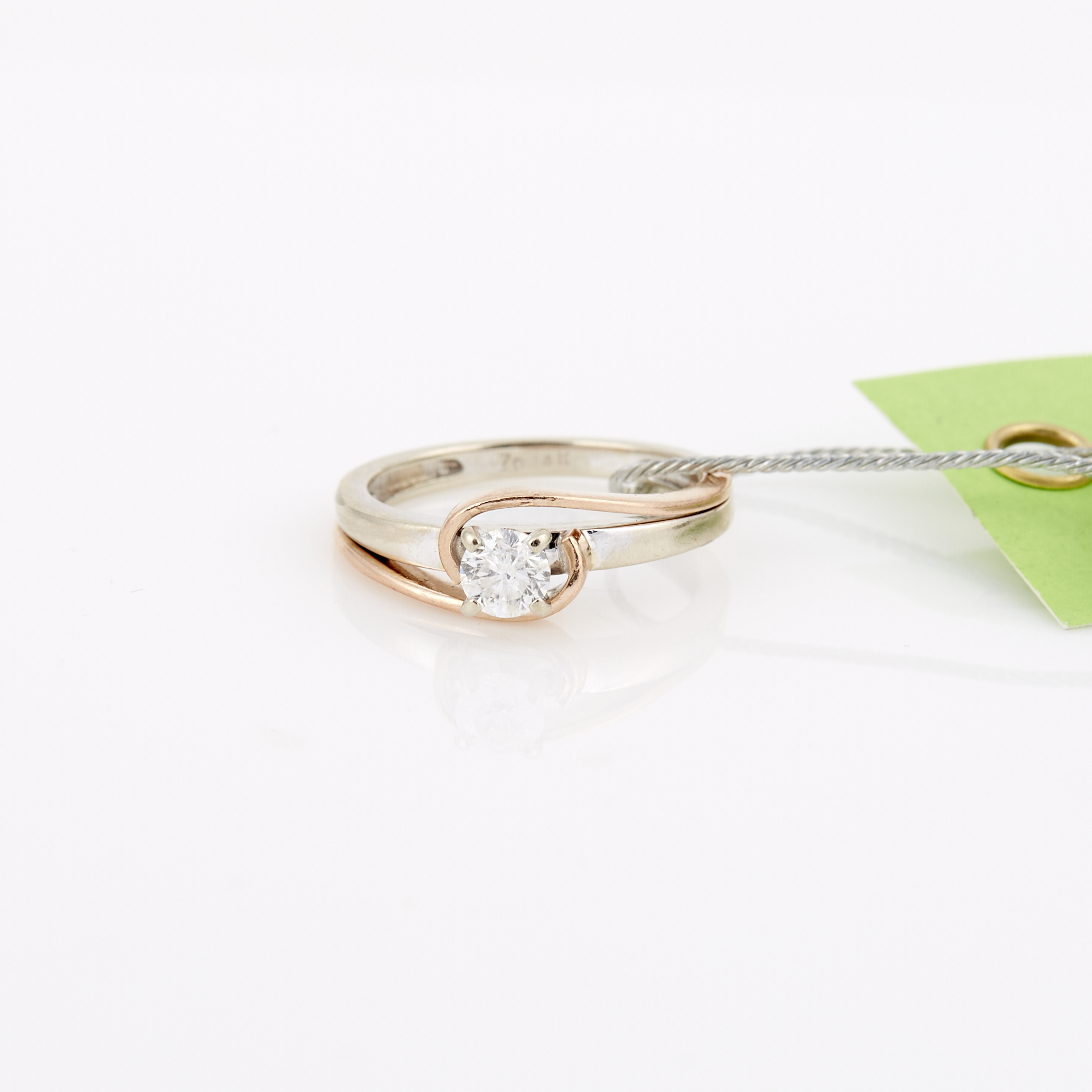 Lot image - Diamond Solitaire Ring about 0.30 ct., clarity enhanced, 14K 2 dwt.