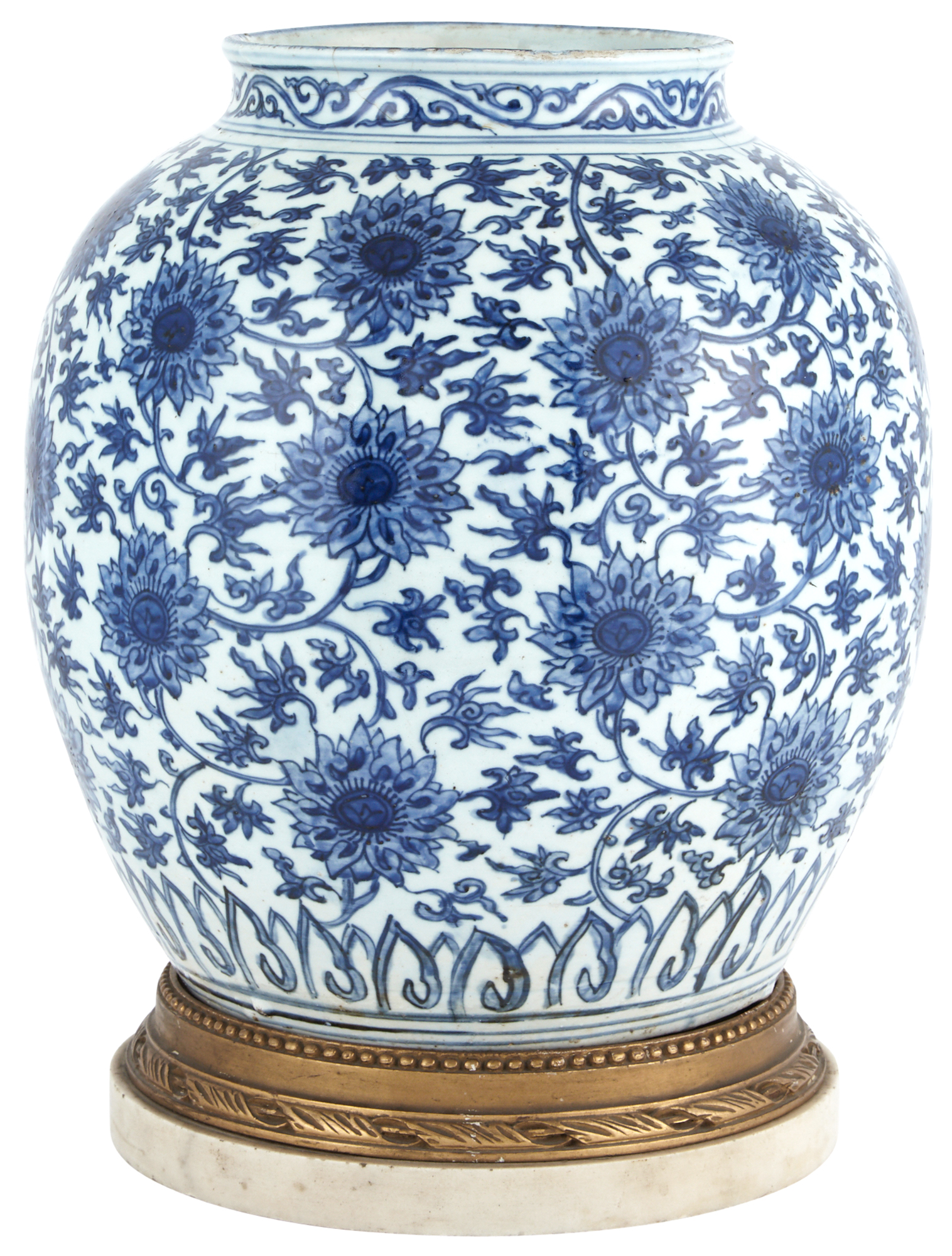 Lot image - Chinese Blue and White Porcelain Lotus Jar