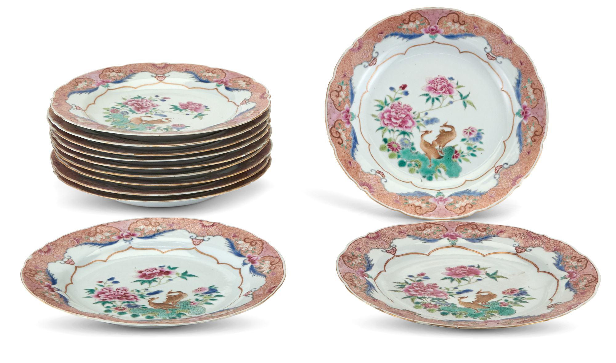 Lot image - A Set of Twelve Chinese Export Famille Rose Enameled Porcelain Plates