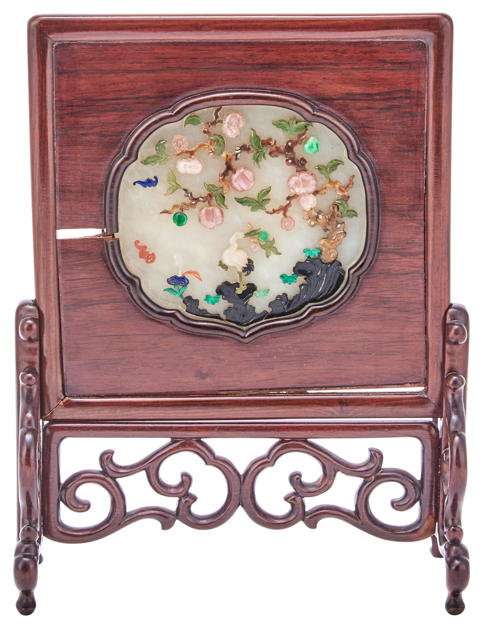 Lot image - A Chinese Mixed Hardstone Table Screen