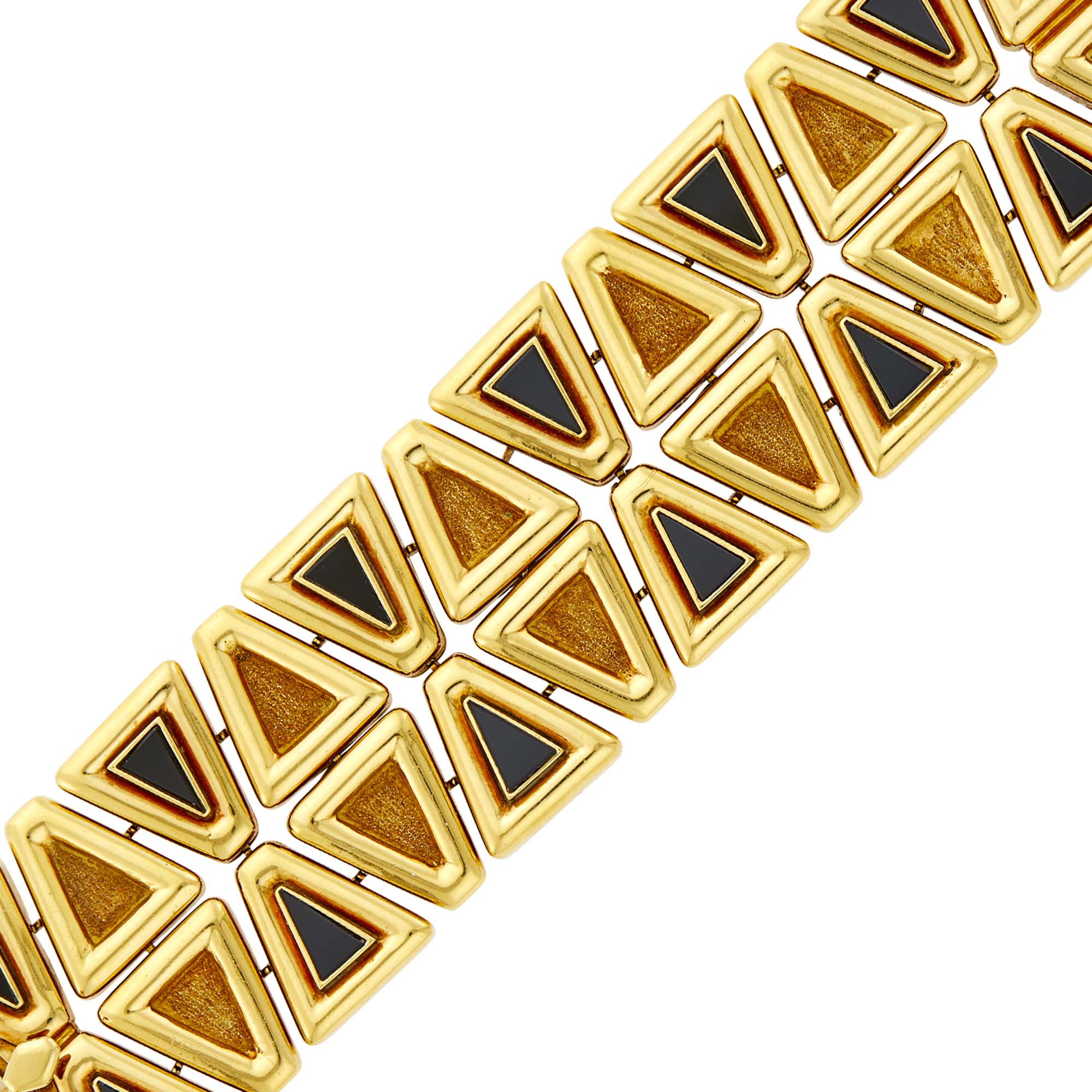 Lot image - Wide Gold and Black Onyx Bracelet