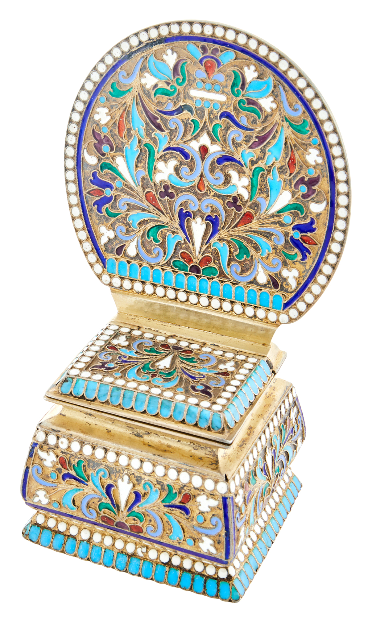 Lot image - Russian Silver-Gilt and Cloisonné Enamel Salt Throne