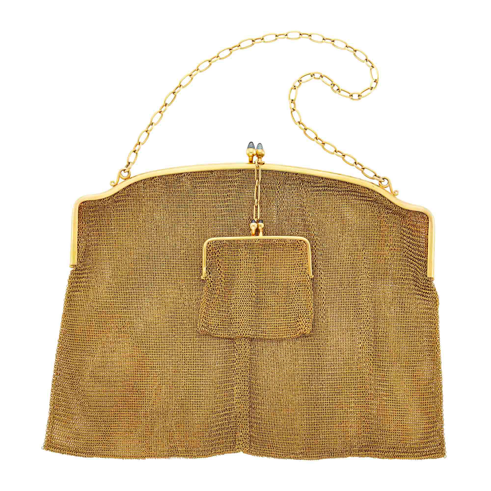 Lot image - Gold Mesh Purse and Mesh Change Purse with Carrying Chains