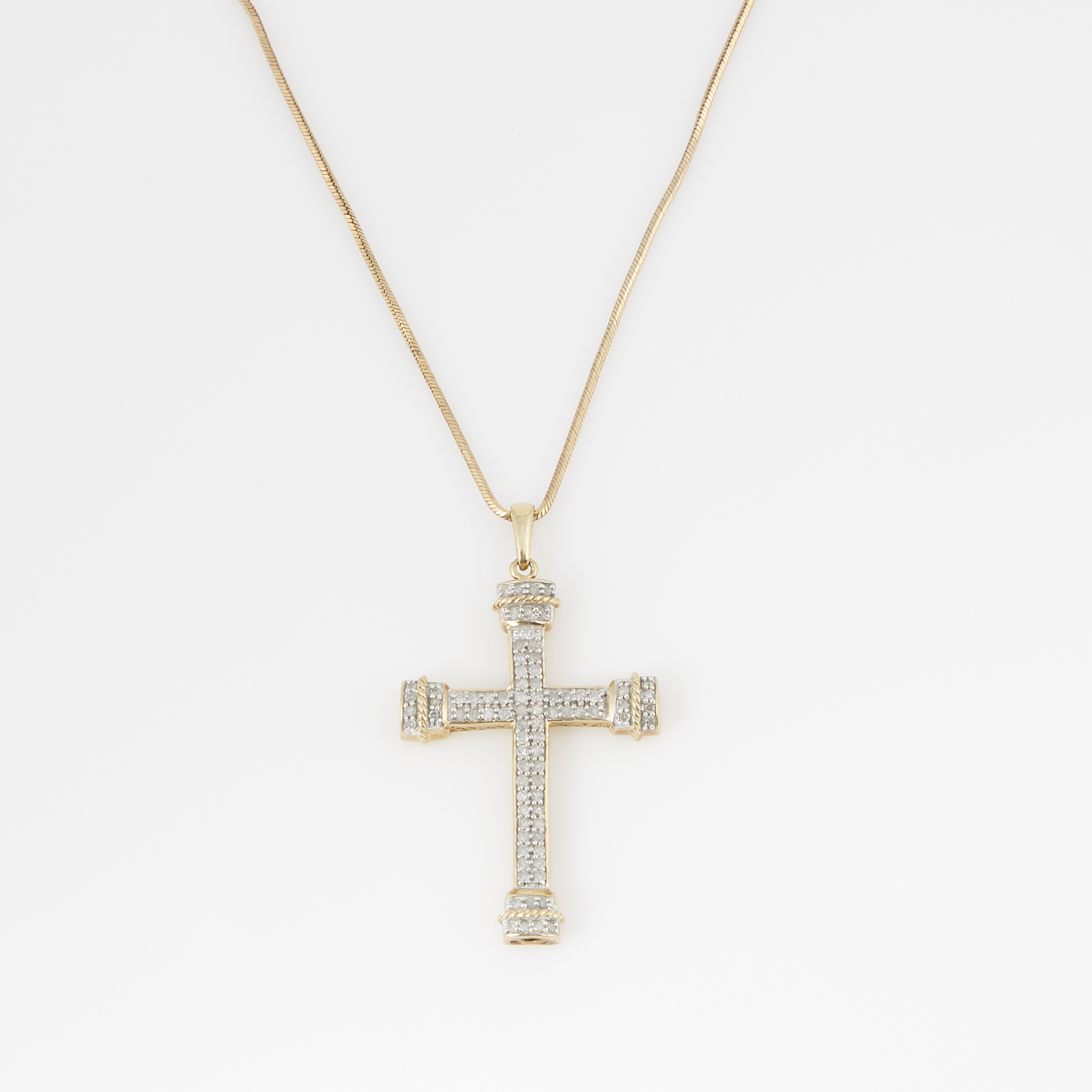 Lot image - Diamond Pendant and Gold Neck Chain, 10K 5 dwt.