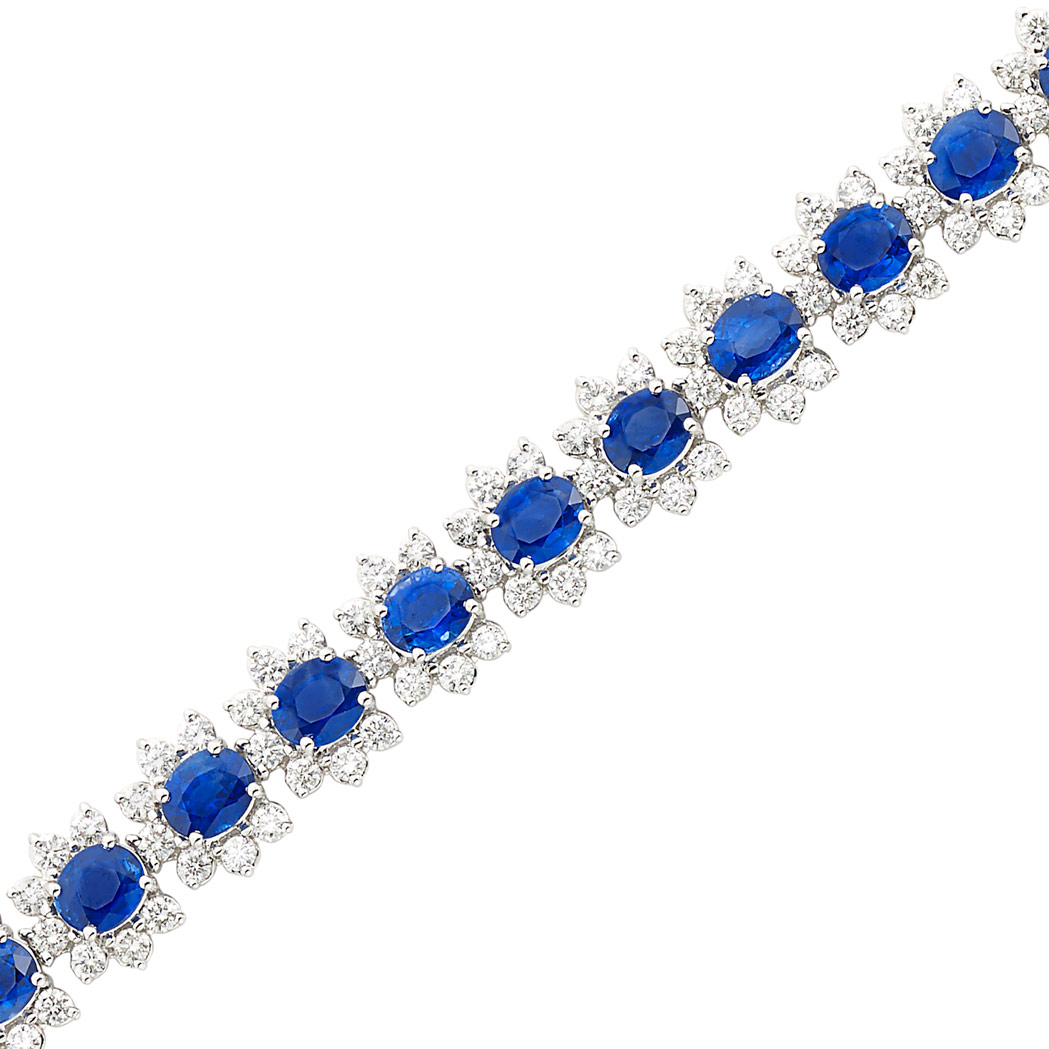 Lot image - White Gold, Sapphire and Diamond Bracelet