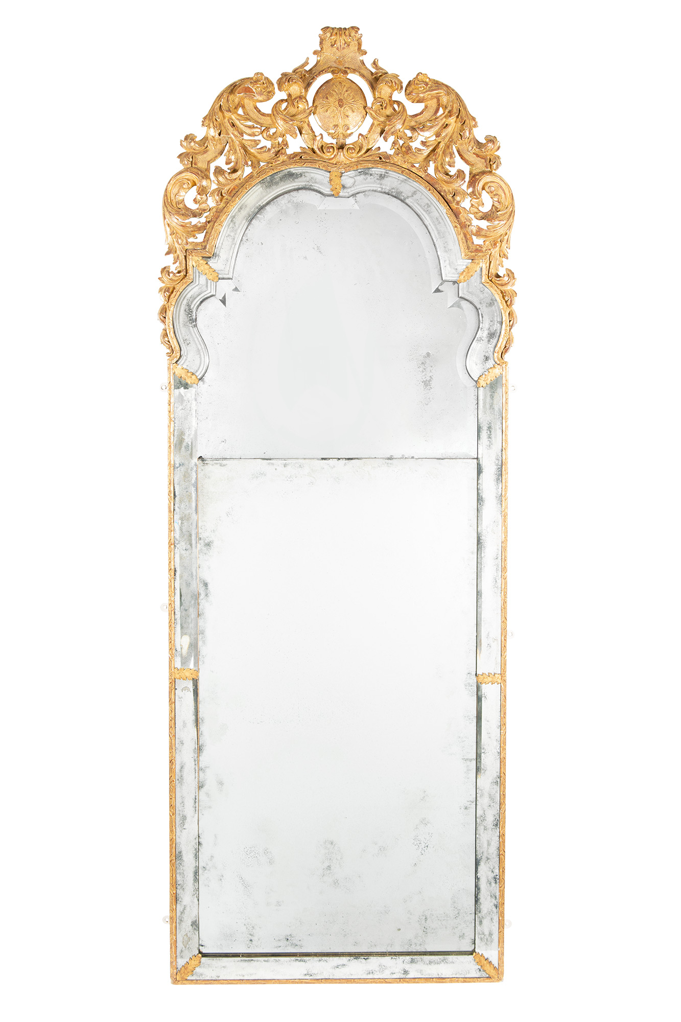 Lot image - George I Gilt-Gesso and Giltwood Pier Mirror