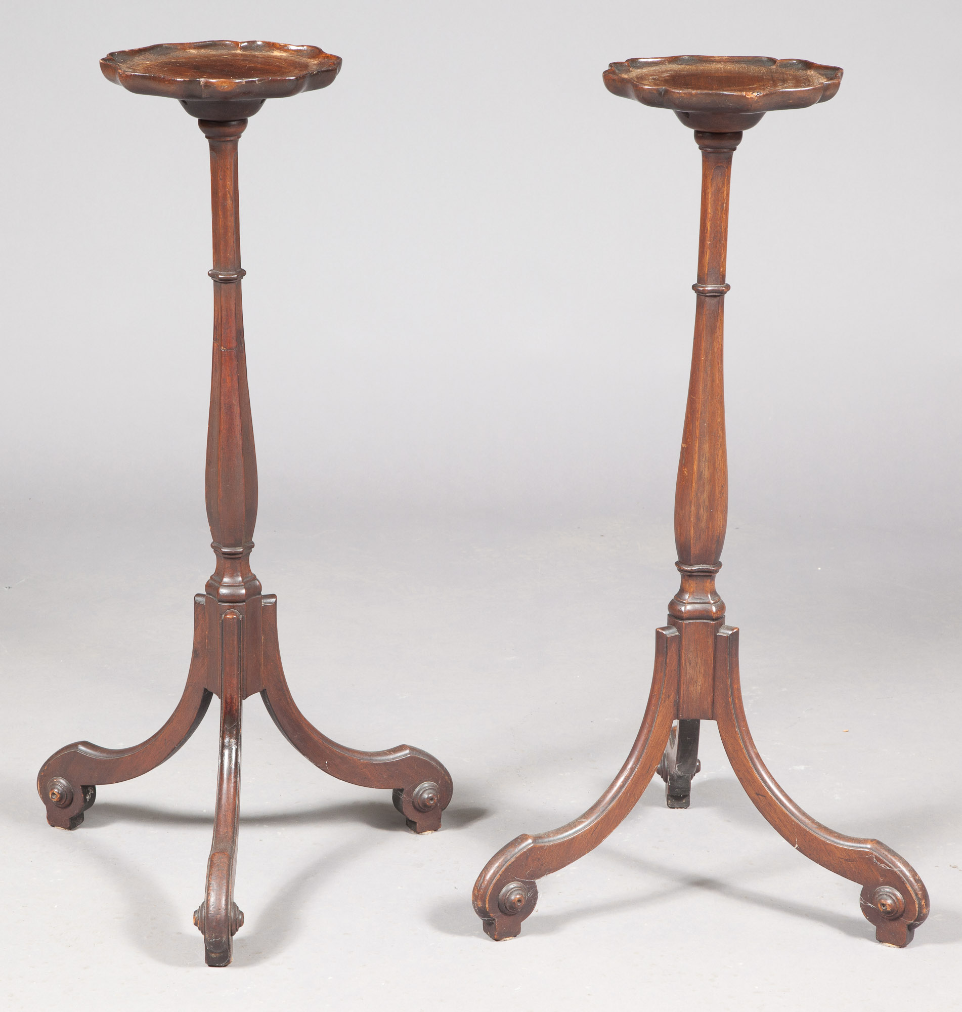 Lot image - Pair of George II Style Mahogany Candlestands
