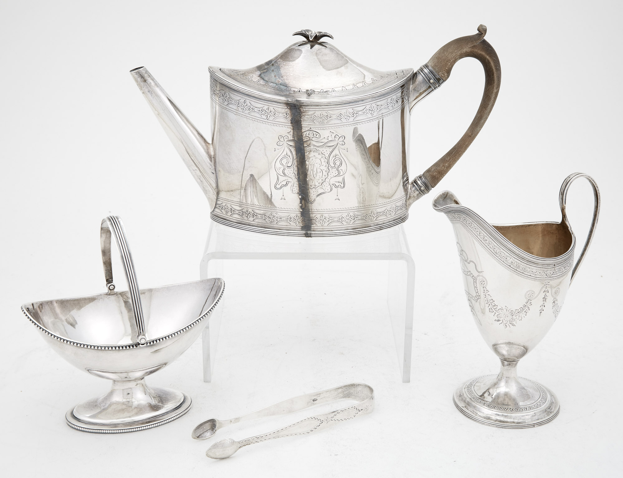 Lot image - Assembled George III Sterling Silver Three-Piece Tea Service