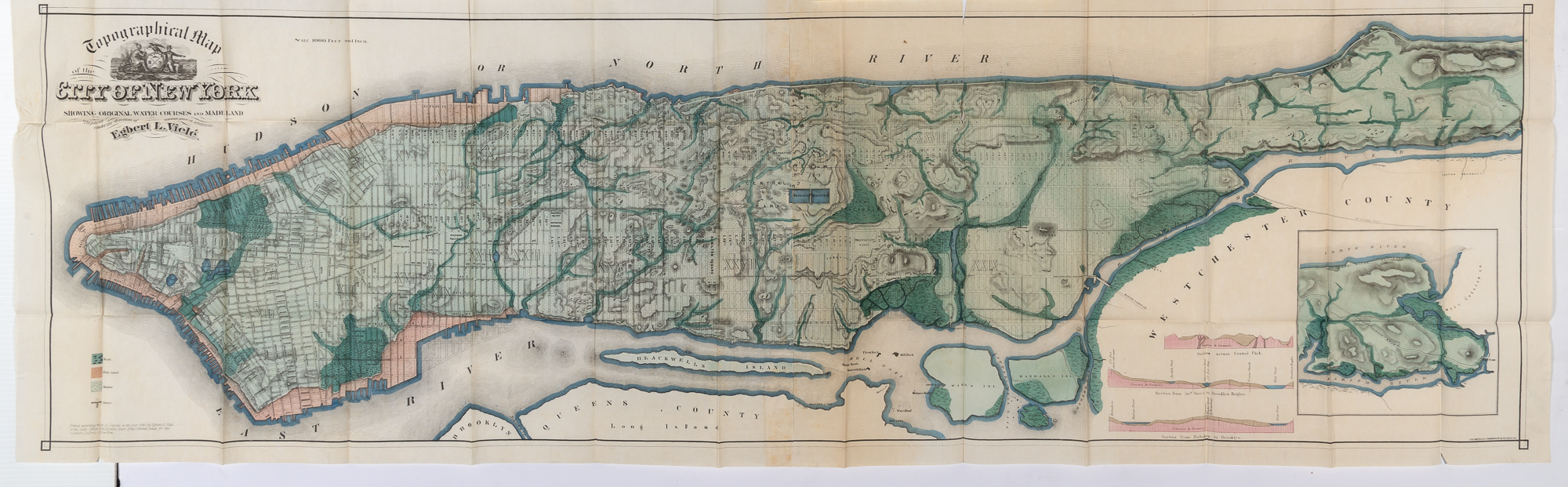 Lot image - [NEW YORK]  VIELE, EGBERT. The Topography and Hydrology of New York.