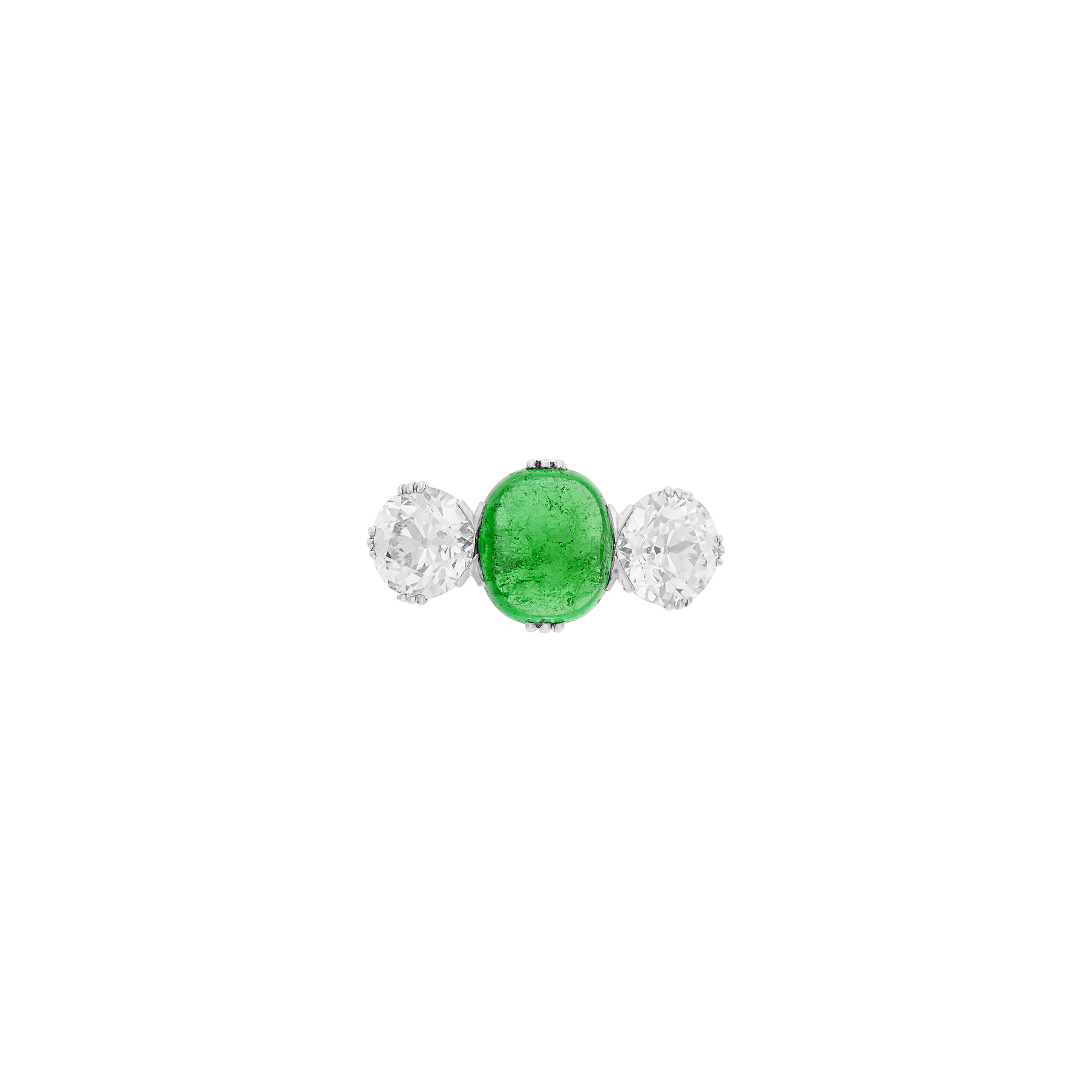 Lot image - Platinum, Emerald and Diamond Ring