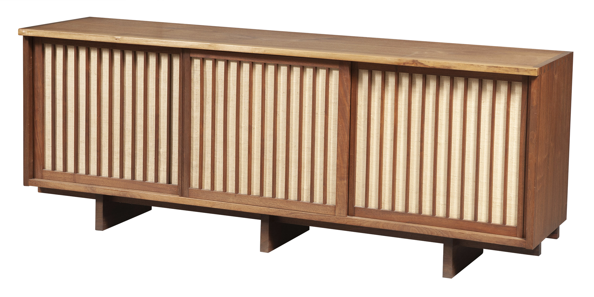 Lot image - George Nakashima Walnut Seven Foot Triple Sliding Door Cabinet