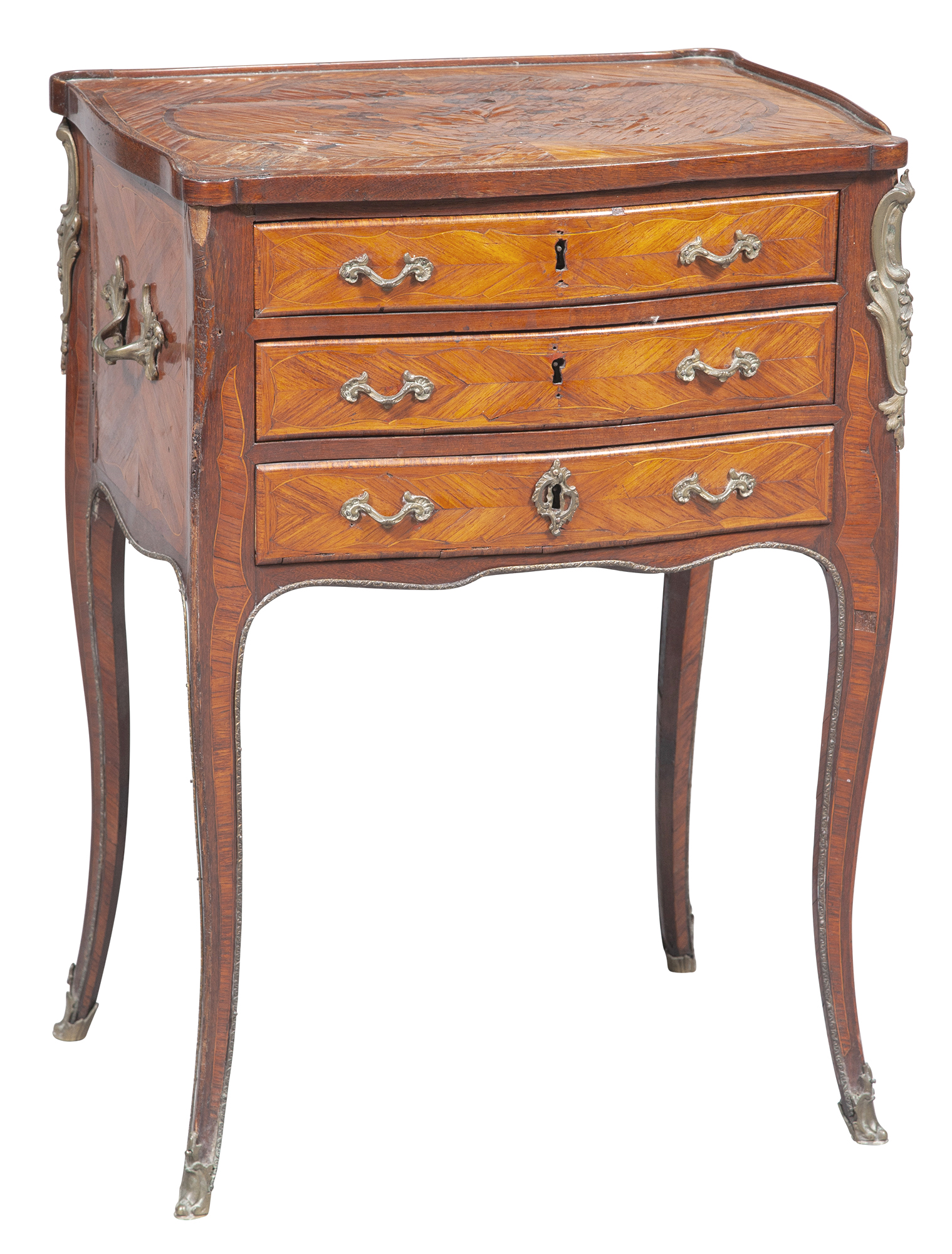 Lot image - Louis XV Style Marquetry Inlaid Side Table