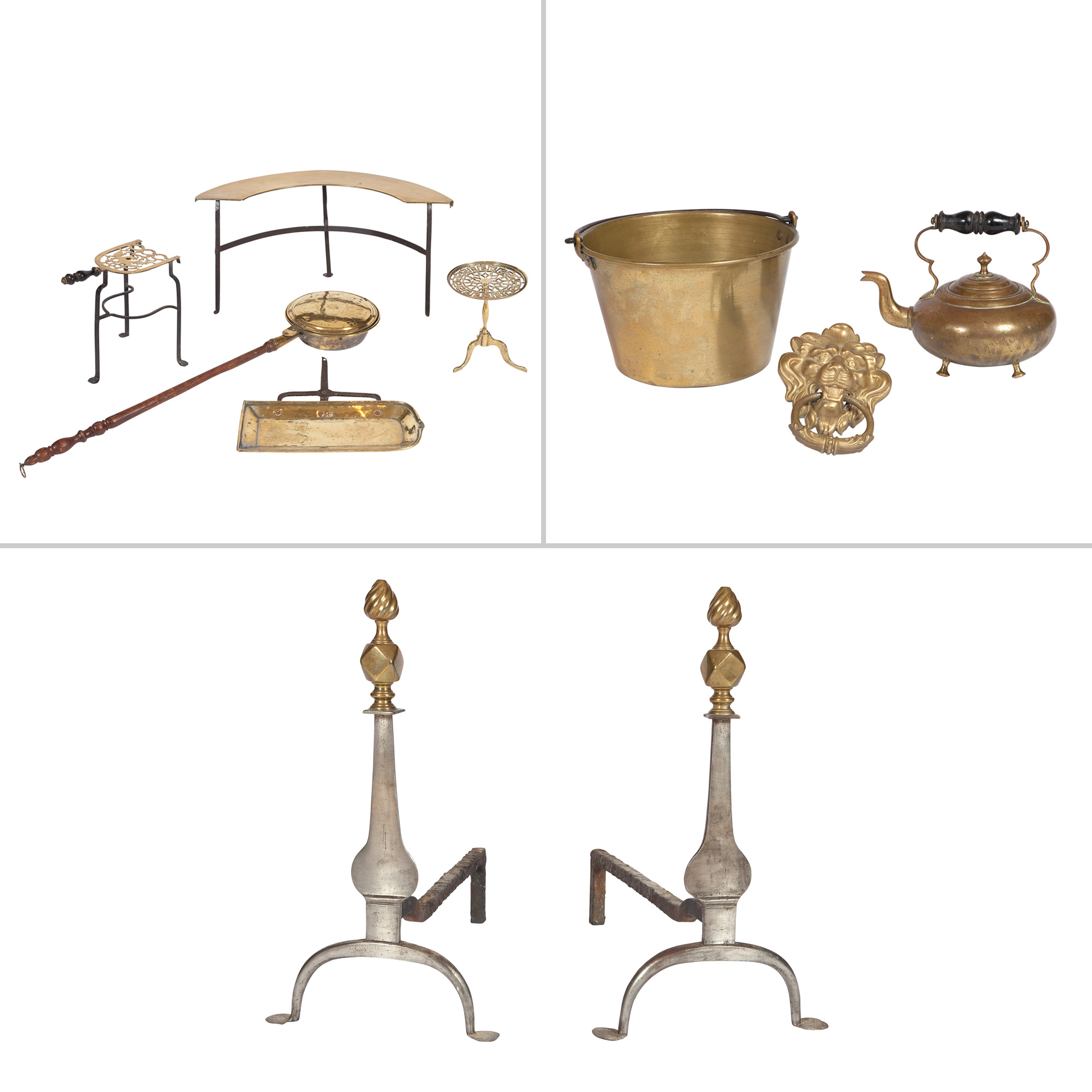 Lot image - Group of Brass Fireplace Equipment