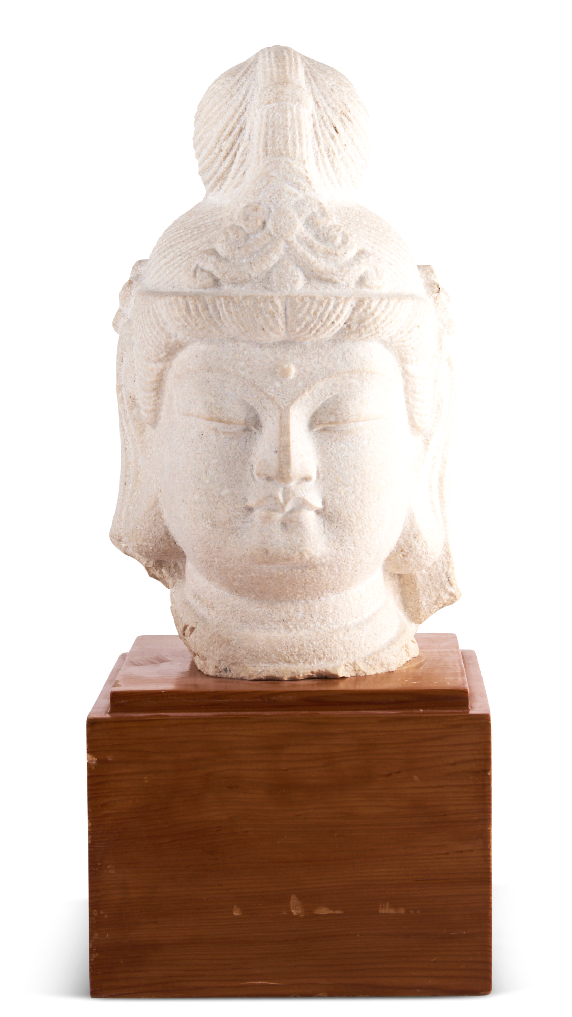 Lot image - A Chinese Carved Stone Head of Guanyin