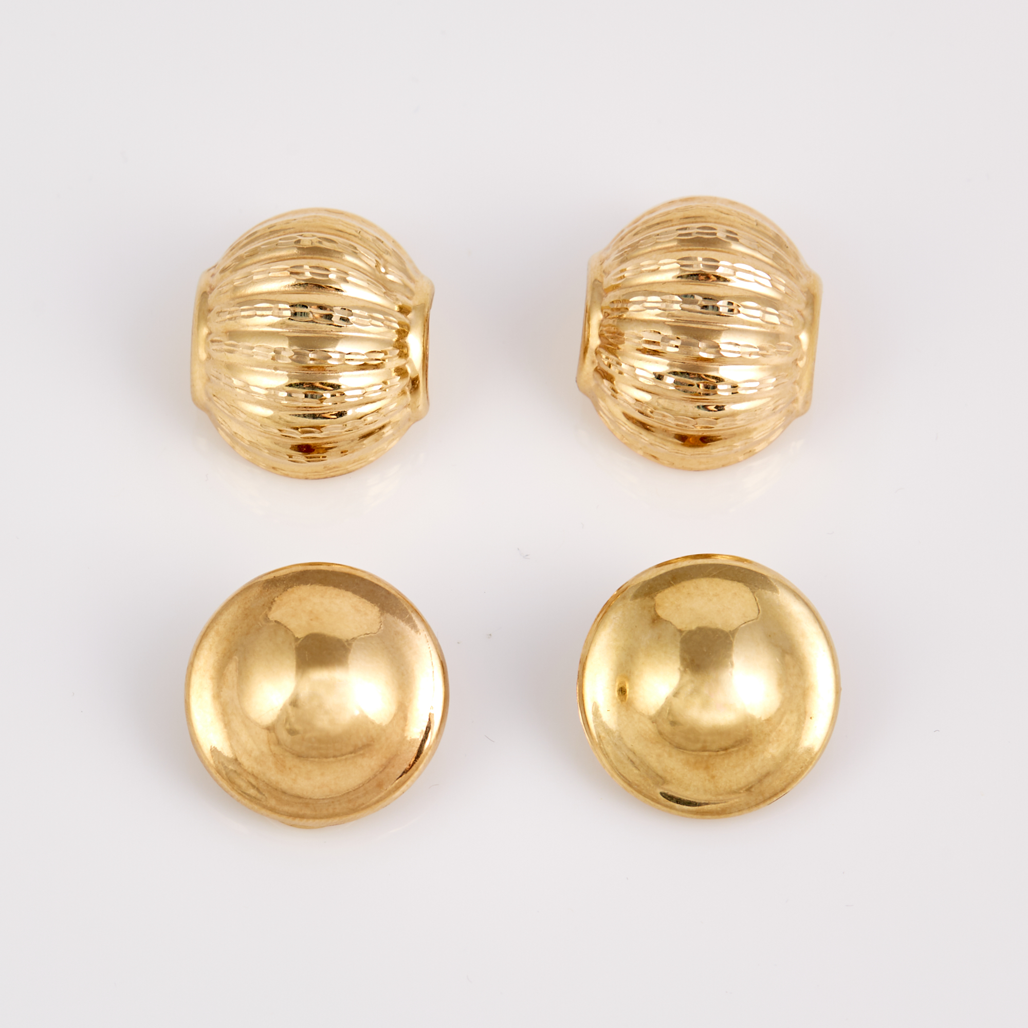 Lot image - Four Gold Earrings, 14K 5 dwt., damaged