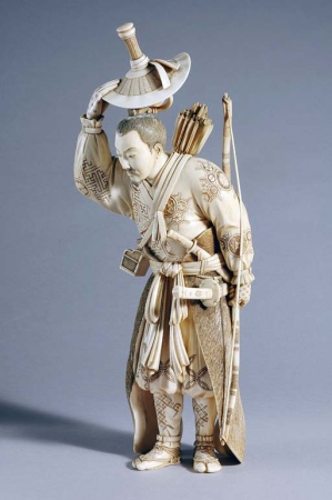 Lot image - Japanese Ivory Okimono of a Warrior
