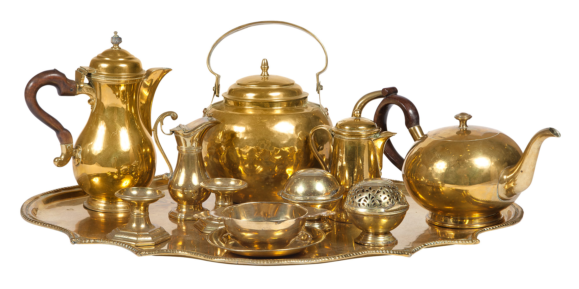 Lot image - Group of English and Other Brass Table Articles