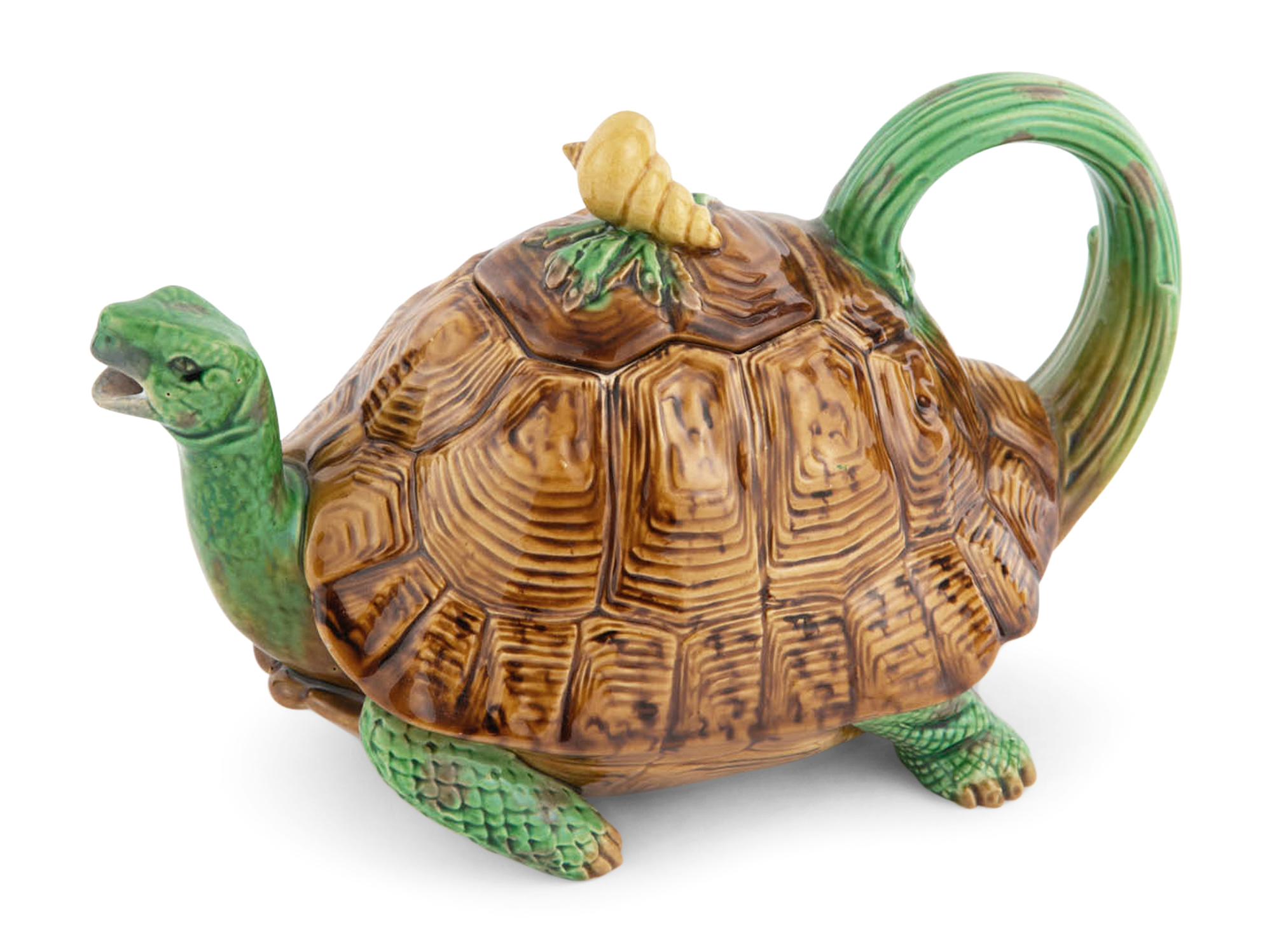 Lot image - Mintons Majolica Tortoise and Snail Teapot and Cover