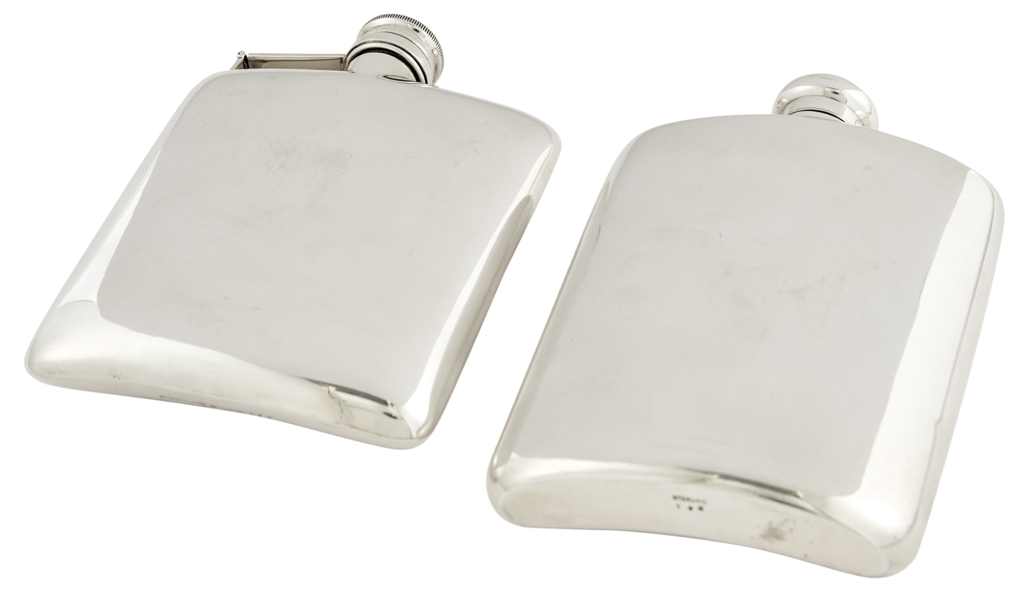 Lot image - Two American Sterling Silver Hip Flasks