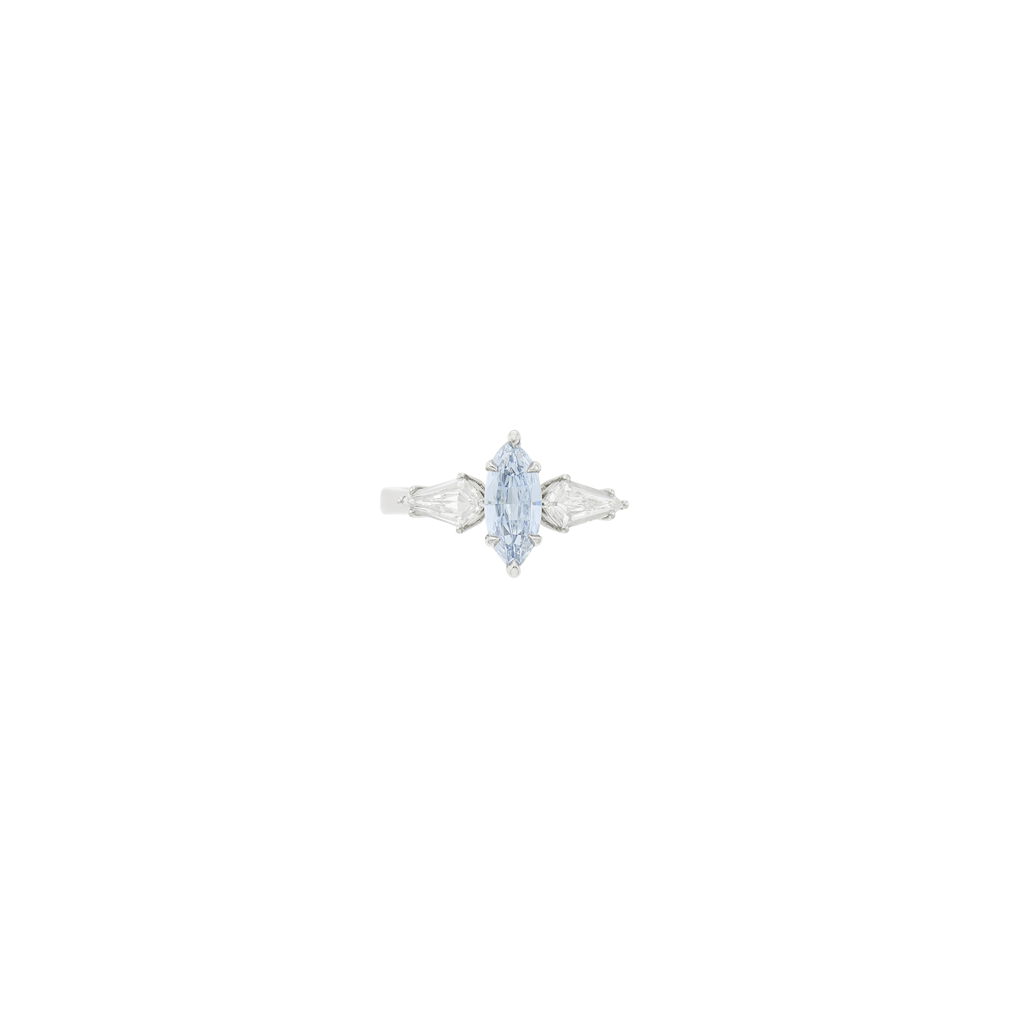 Lot image - Platinum, Fancy Intense Blue Diamond and Diamond Ring