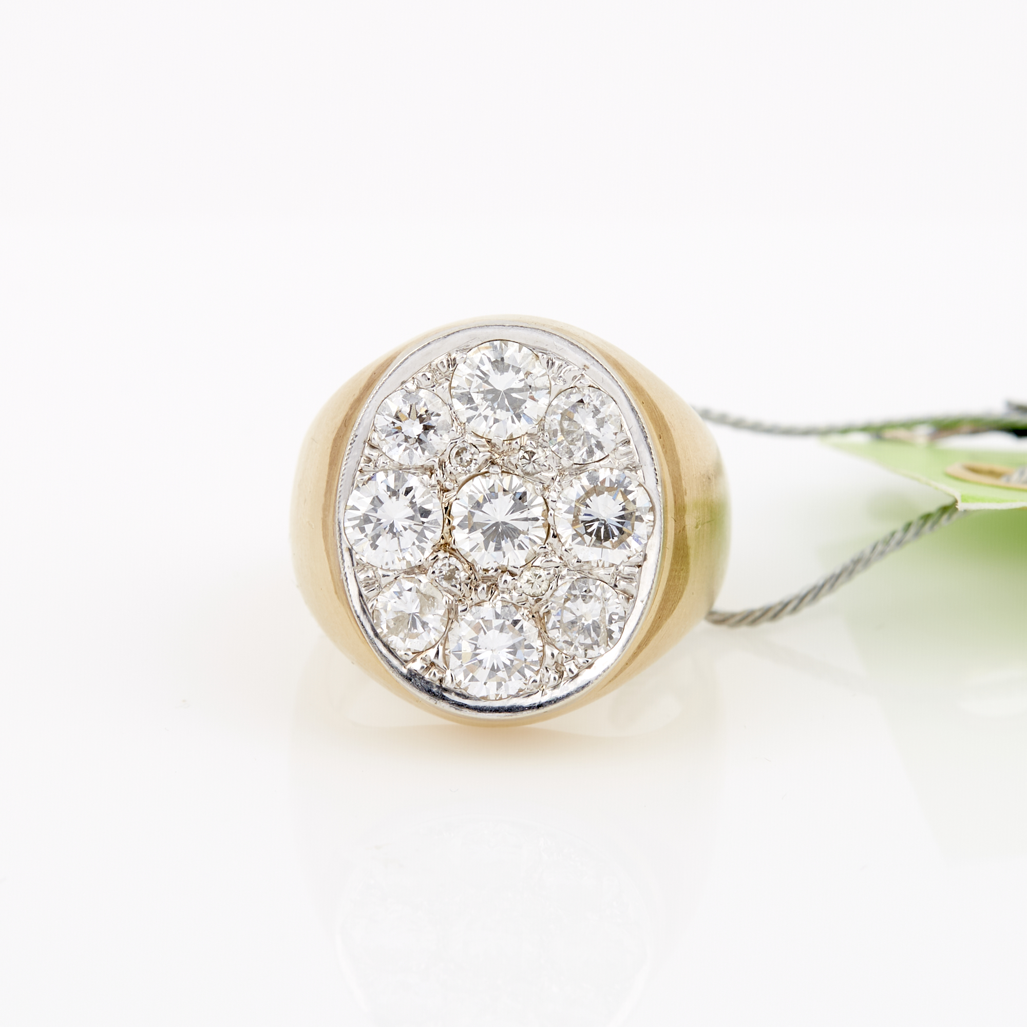 Lot image - Diamond Ring, 13 diamonds, 5 stones about 1.85 cts., 8 stones about 0.85 ct., 14K 10 dwt.