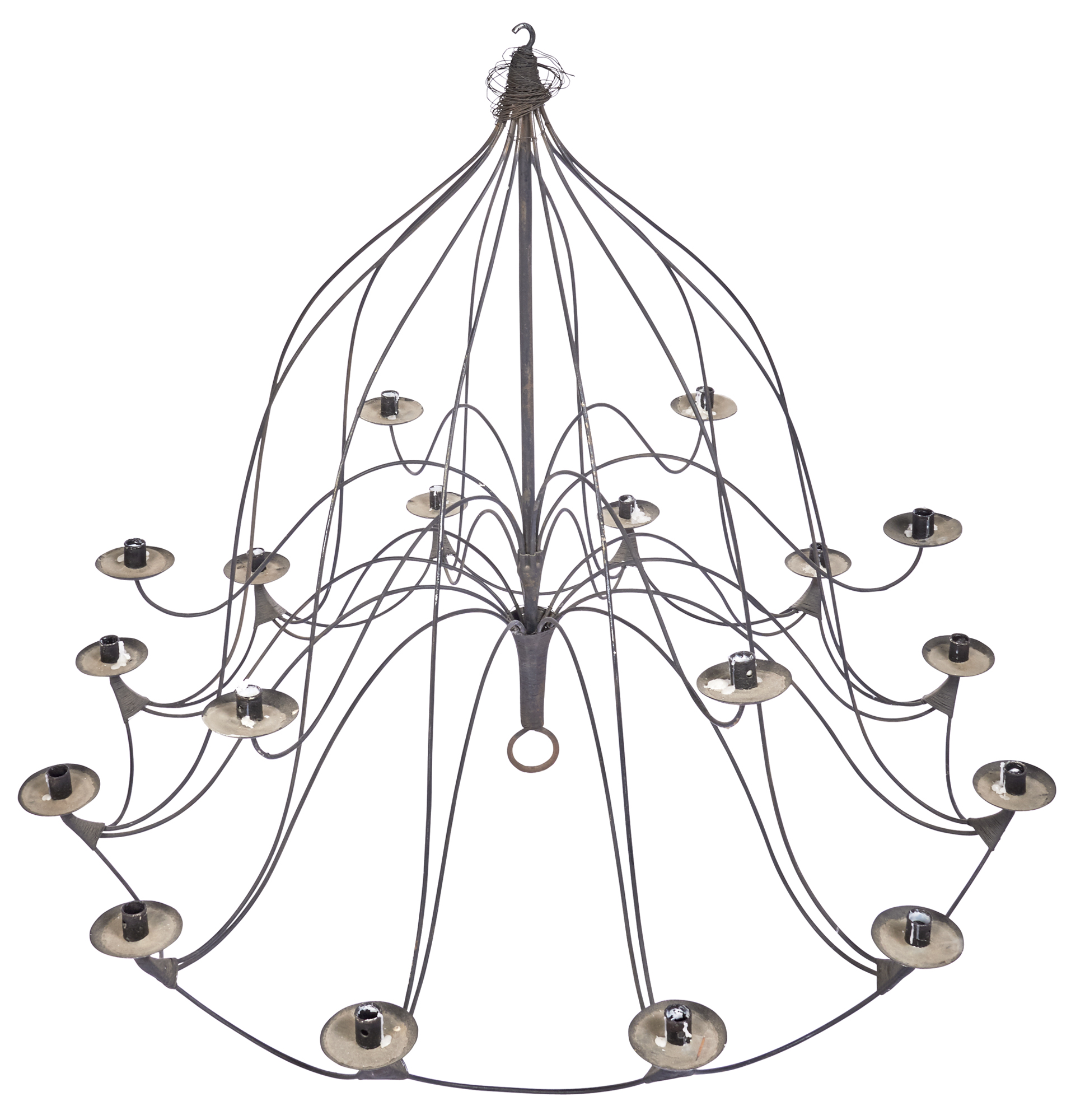 Lot image - Modern Eighteen-Light Wrought-Iron Chandelier