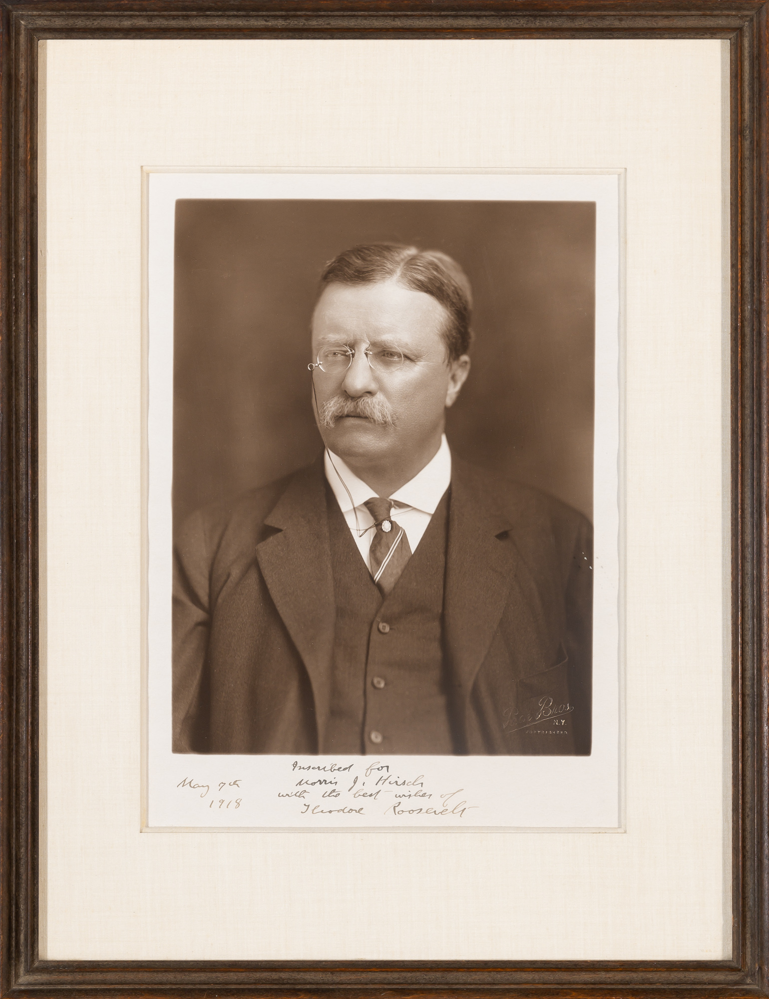 Lot image - ROOSEVELT, THEODORE  Photograph inscribed to Morris J. Hirsch.