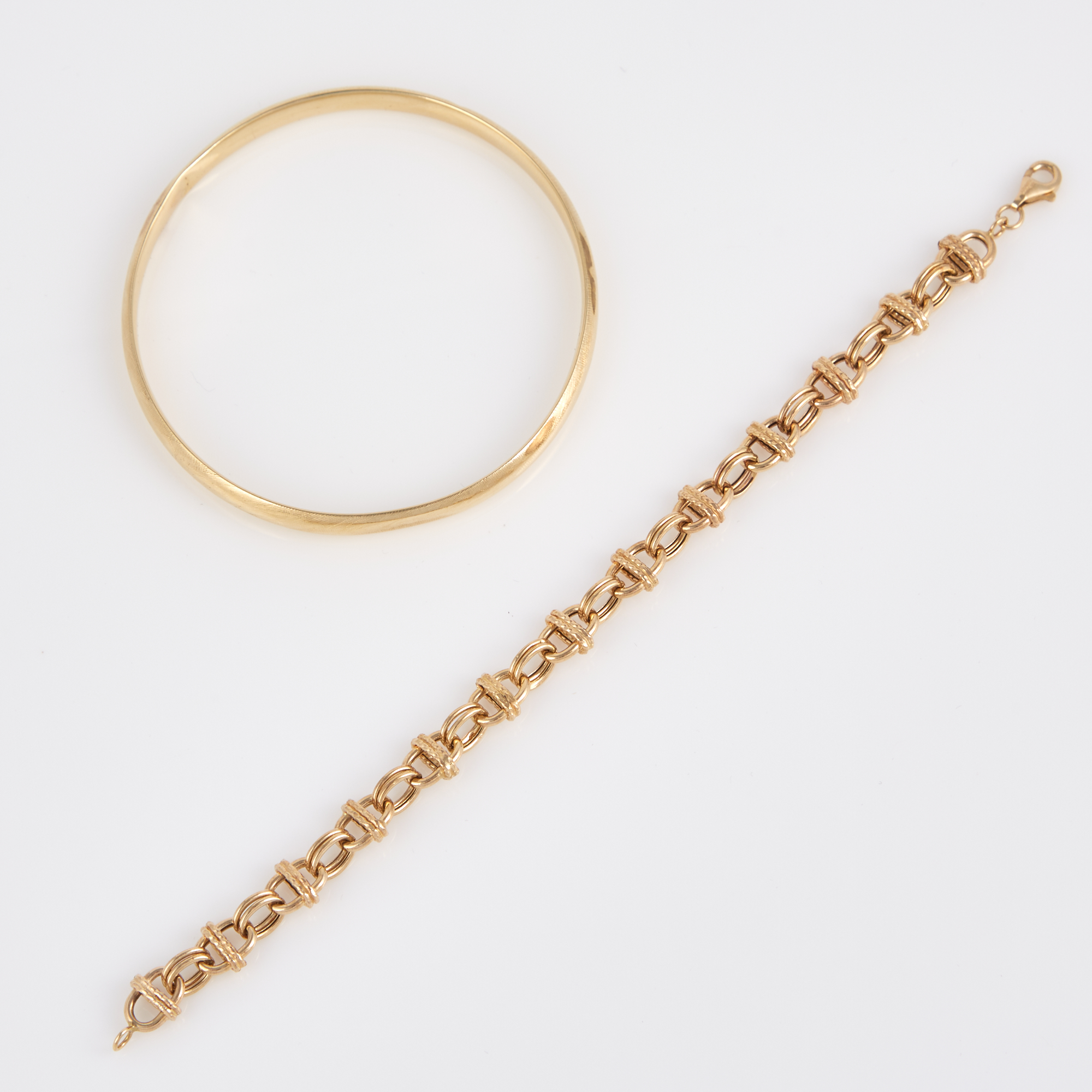 Lot image - Two Gold Bracelets, 14K 6 dwt., damaged