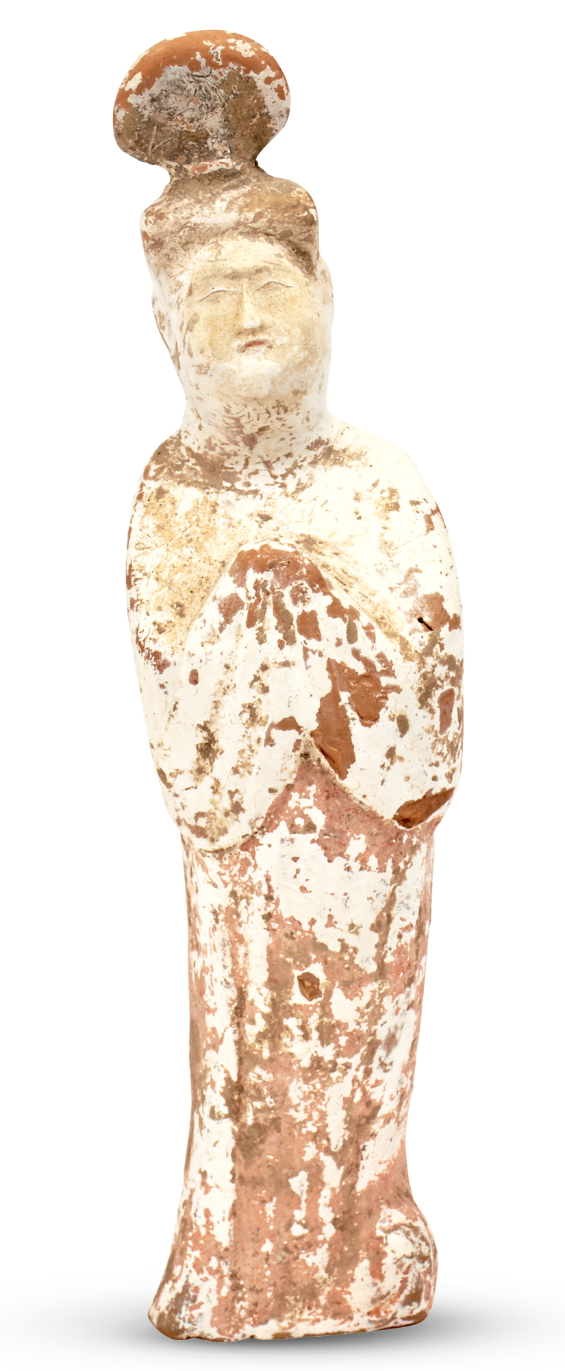 Lot image - A Chinese Polychromed Pottery Figure