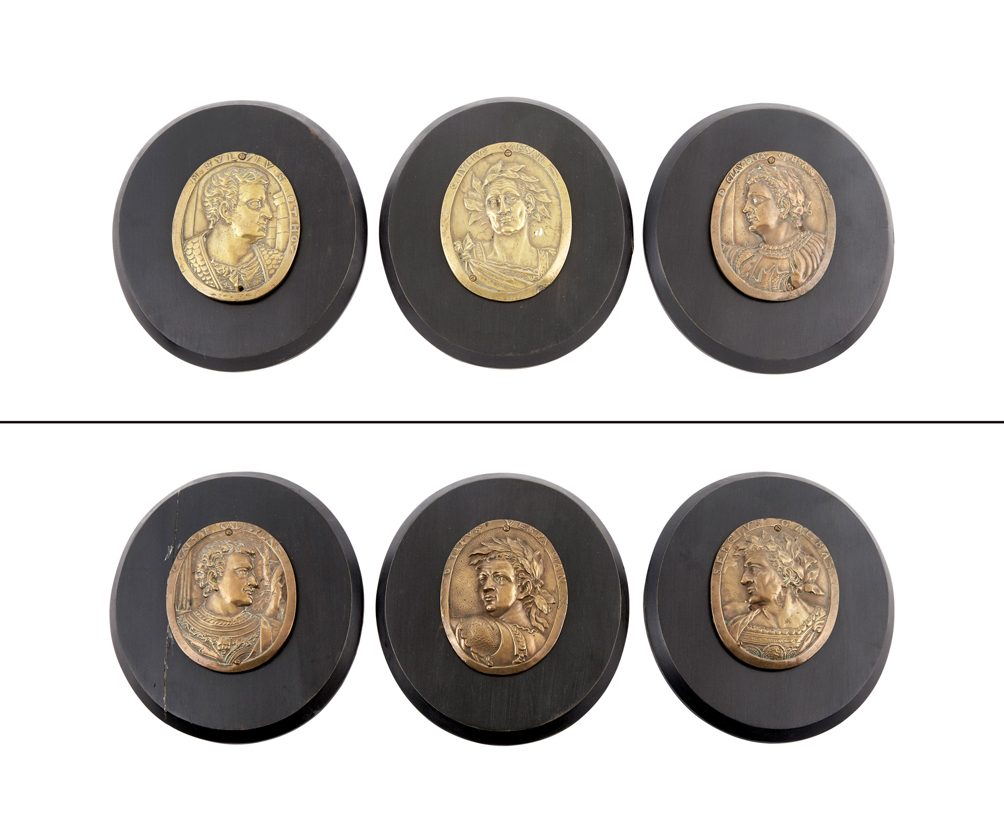 Lot image - Set of Six Bronze Plaques of the Roman Emperors