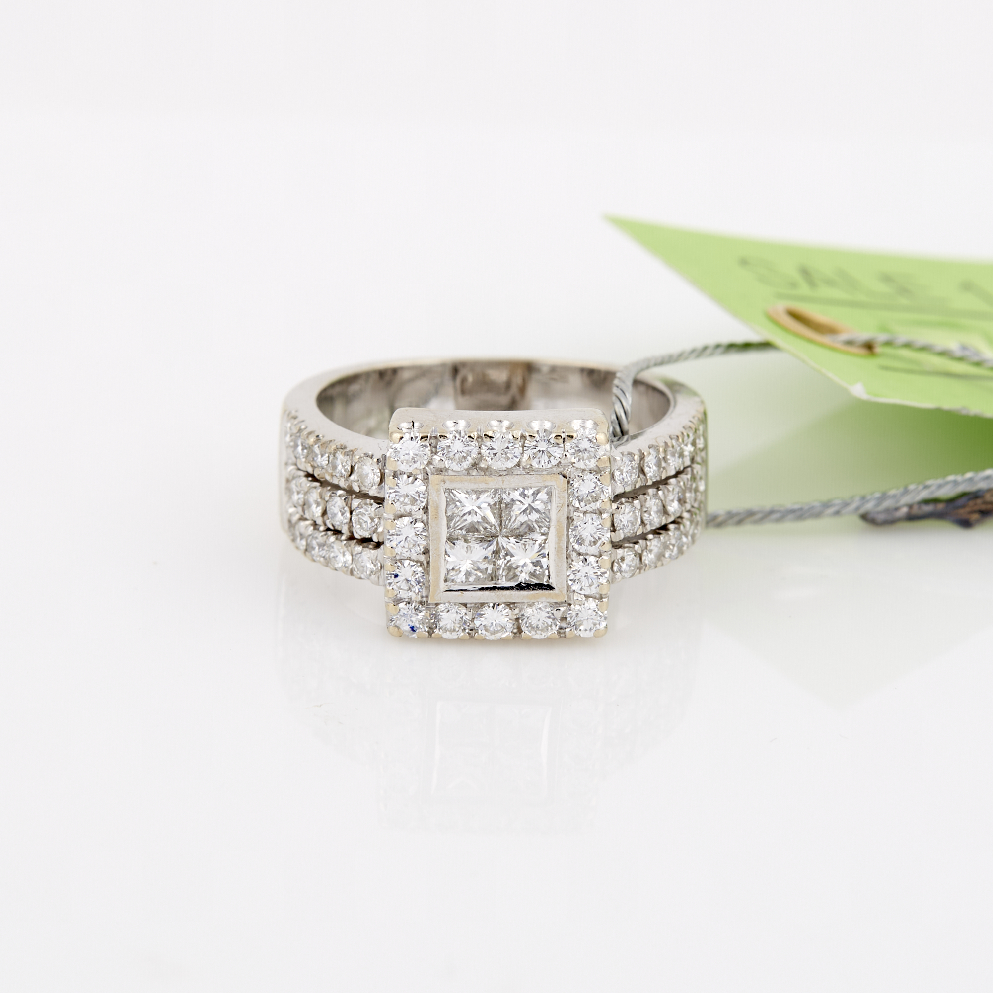 Lot image - Diamond Ring, 50 diamonds about 1.70 cts., 18K 8 dwt., stones damaged