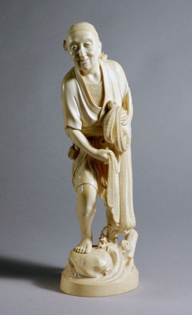 Lot image - Japanese Ivory Okimono of a Fisherman