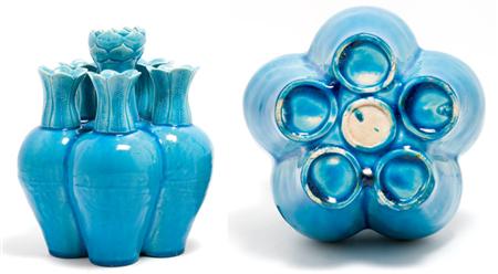 Lot image - Chinese Turquoise Glazed Porcelain Vase