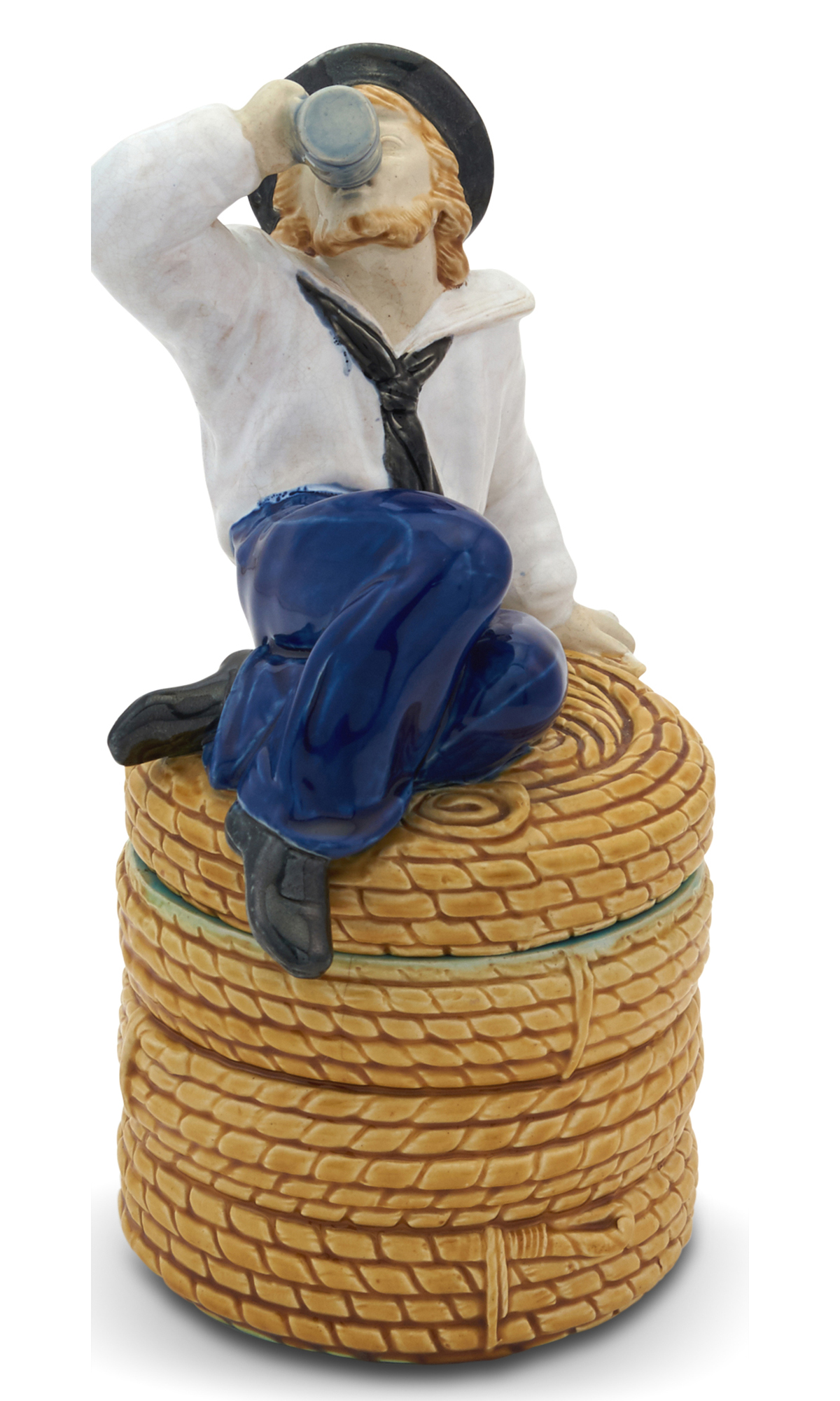 Lot image - Minton Majolica Sailor Tobacco Jar and Cover