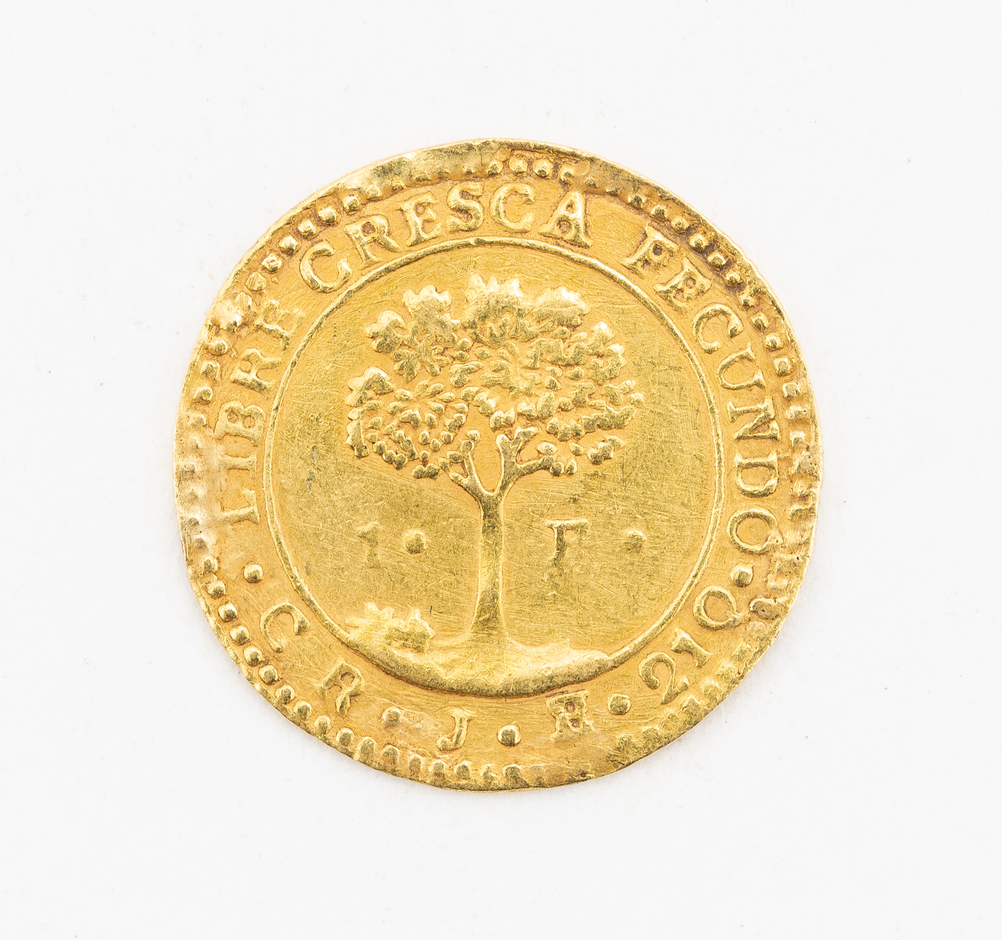 Lot image - Costa Rica, Central American Republic 1846 CR JB Gold Escudo KM# 14 Fr. 4