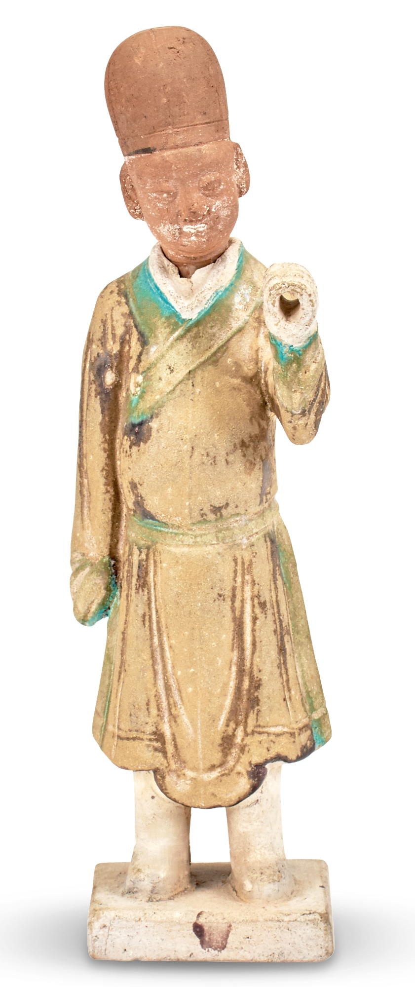 Lot image - A Chinese Standing Polychromed Pottery Figure