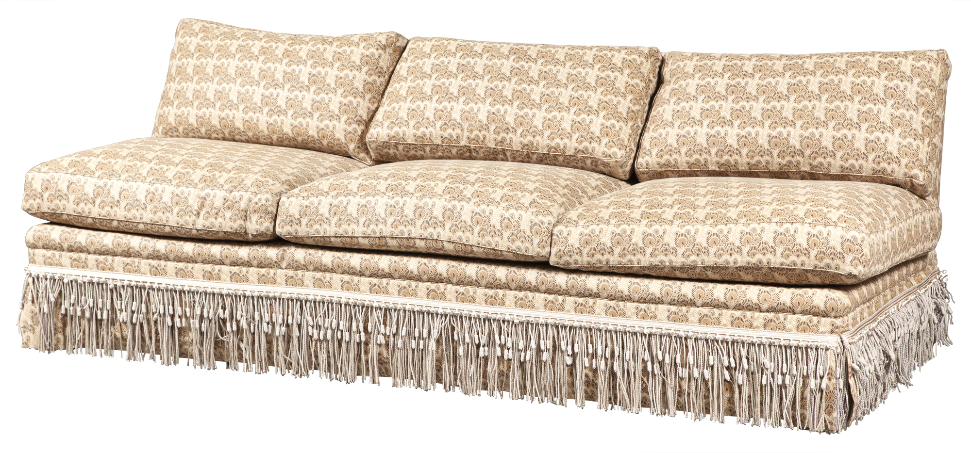 Lot image - Upholstered Loose Cushion Armless Sofa